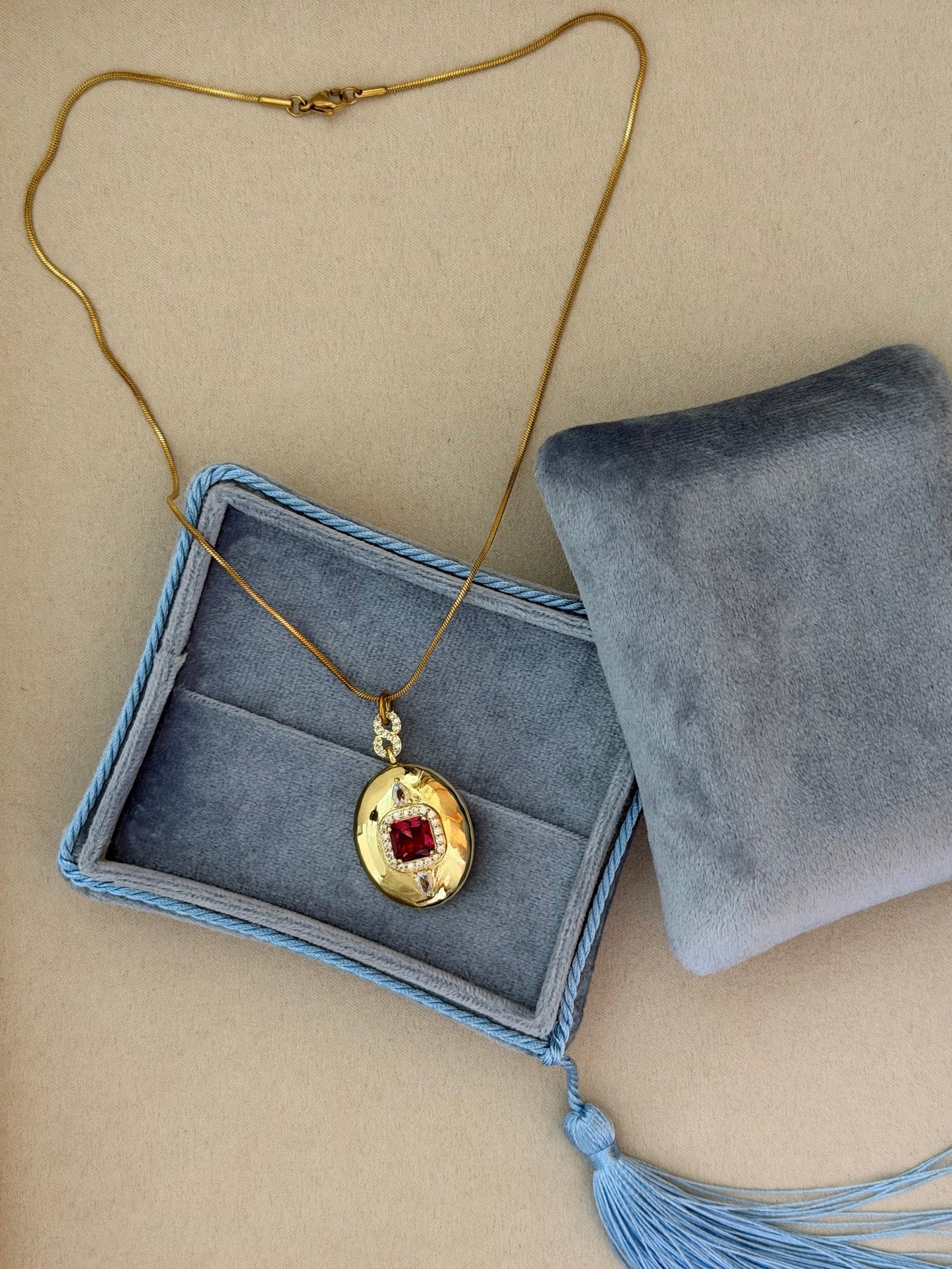 Ruby Locket Necklace
