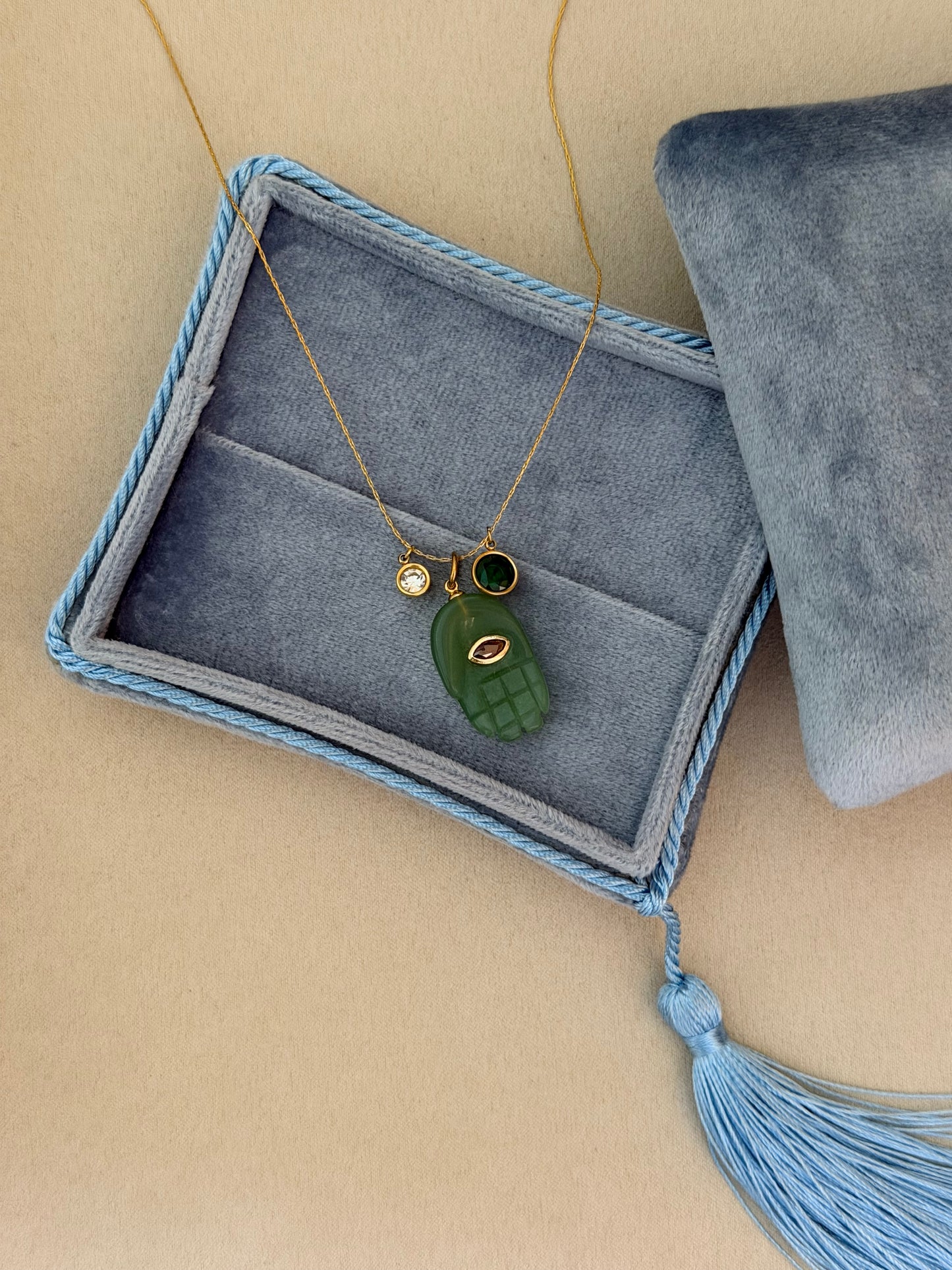 Hamsa Green Aventurine Necklace