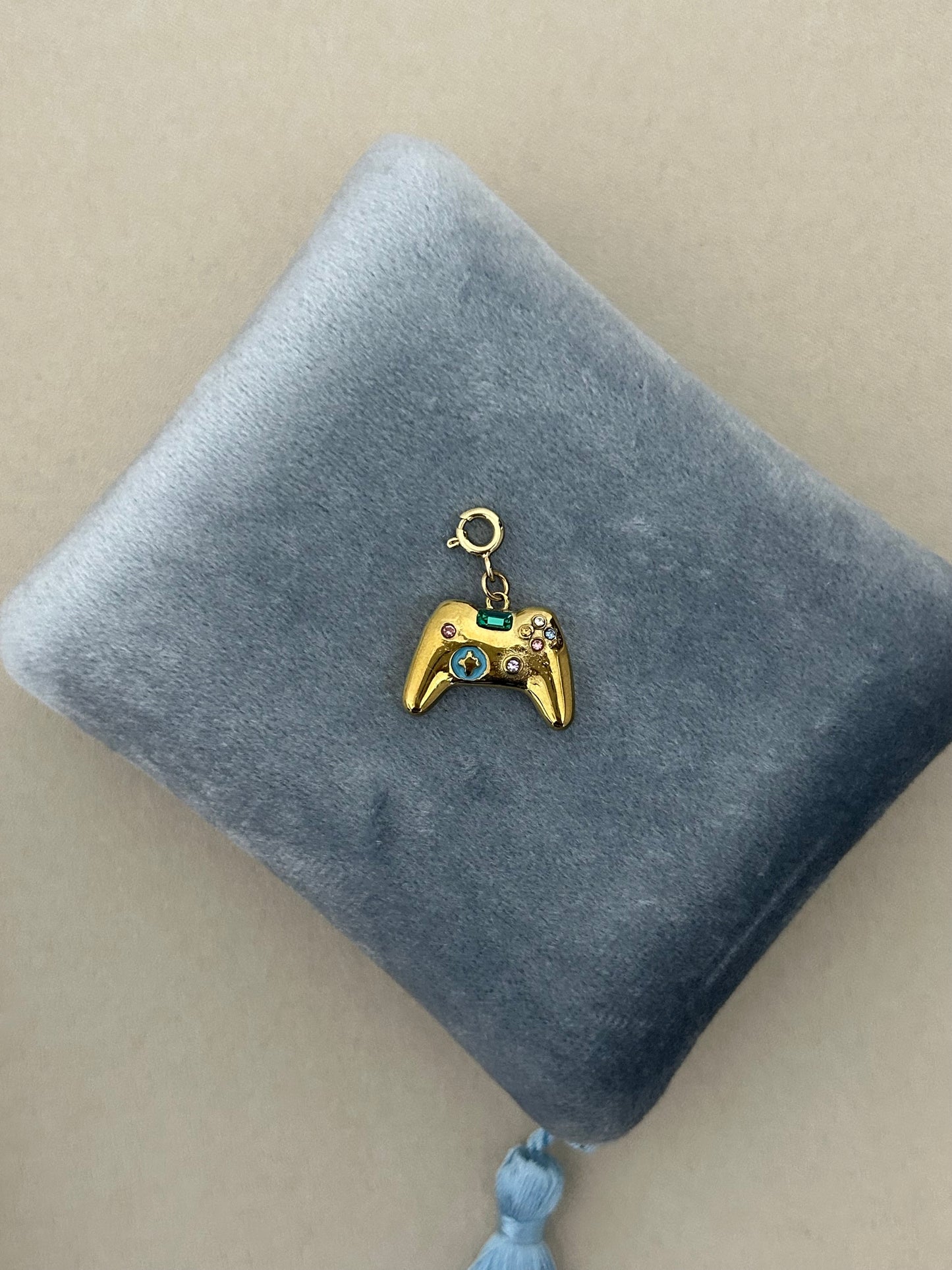 Game Machine Controller Charm With Spring Ring Clasp