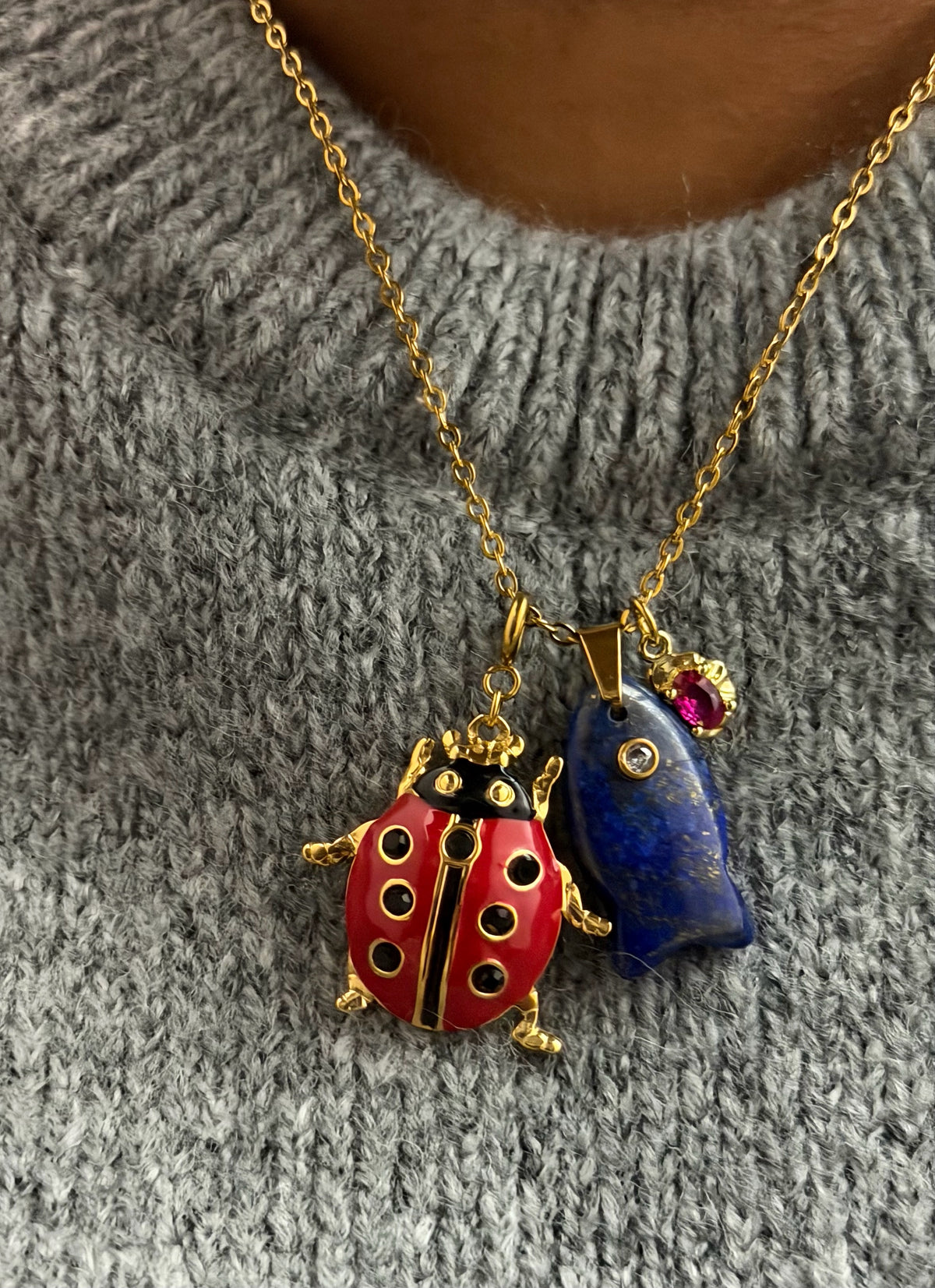 Ladybug Charm With Spring Ring - Large