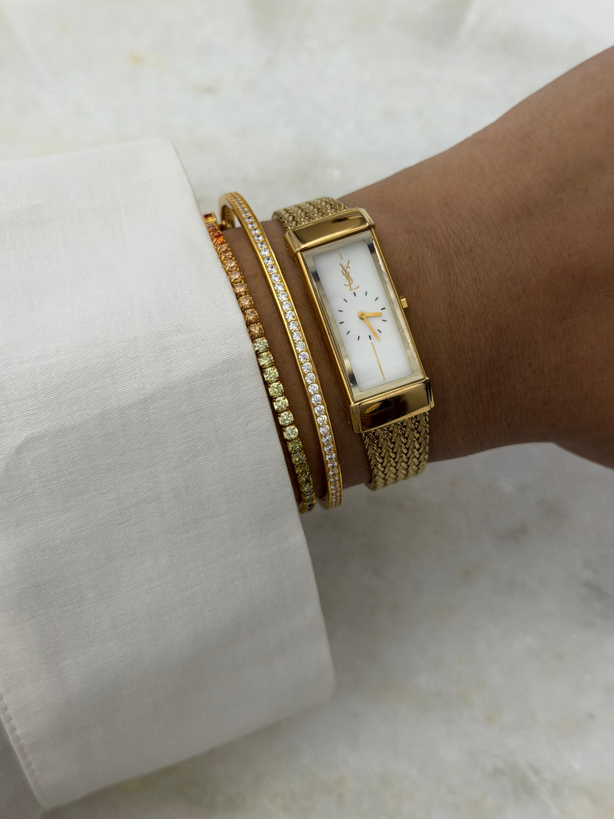 Vintage Yves Saint Laurent Rectangular Woven Mesh Ladies Quartz Watch