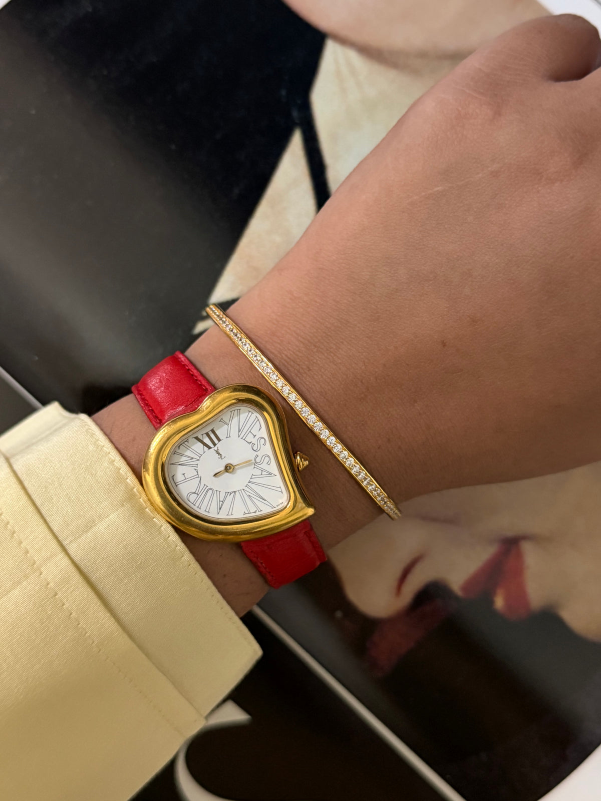 Rare Vintage Yves Saint Laurent Coeur Crash Heart-Shaped QuartzWatch
