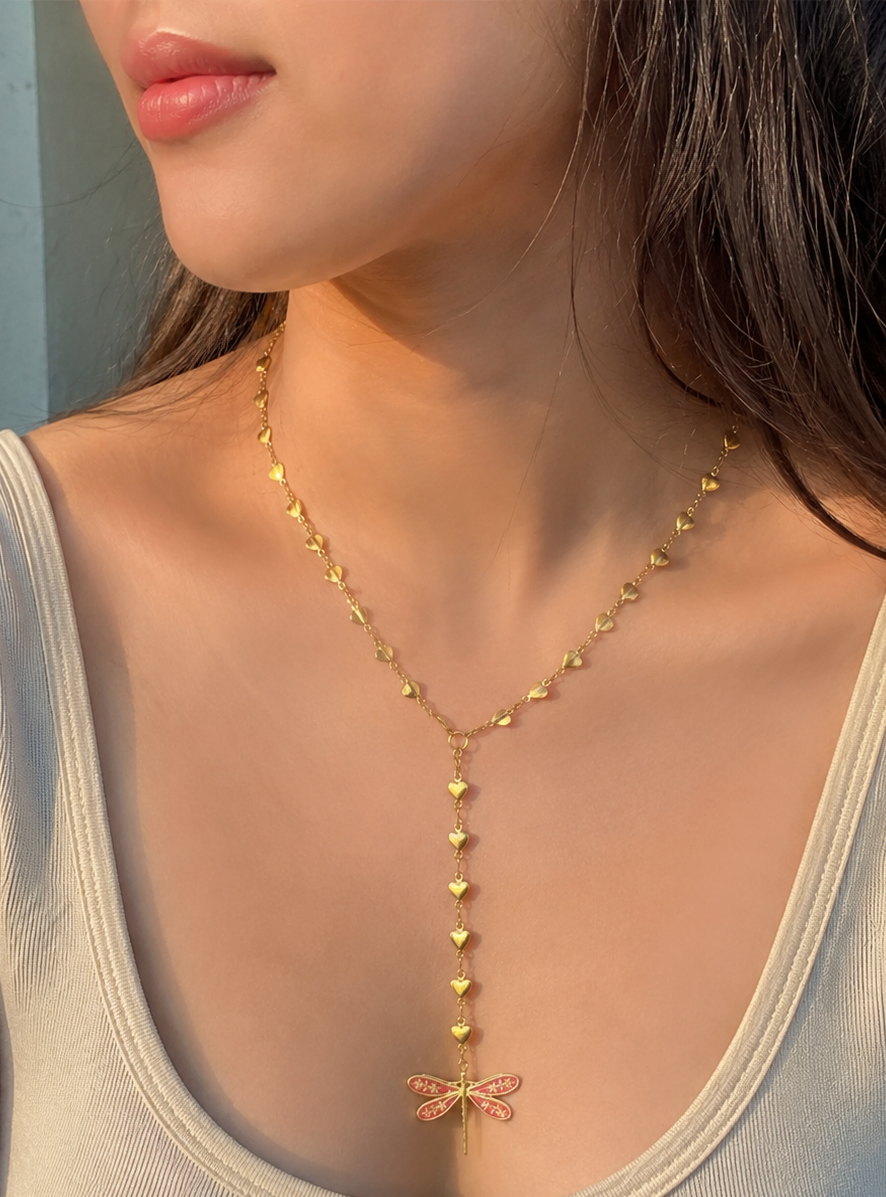 Dragonfly Lariat Style Necklace