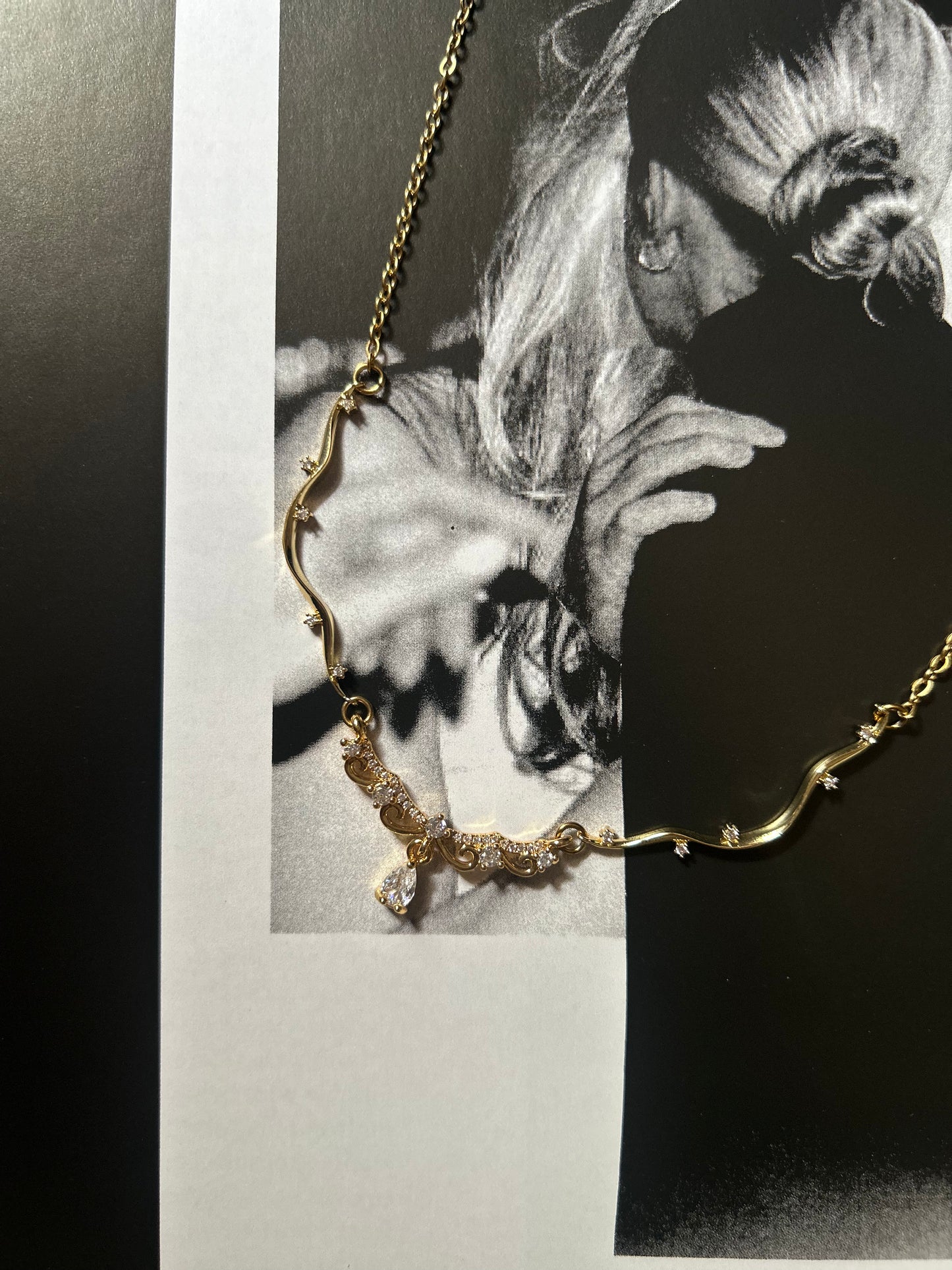 Filigree Wave Drop Necklace