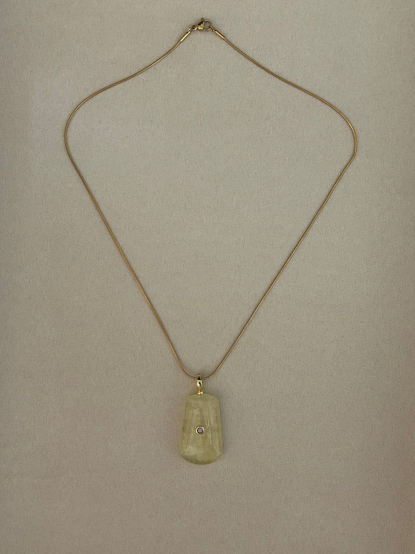 Natural Yellow Gemstone CZ Necklace
