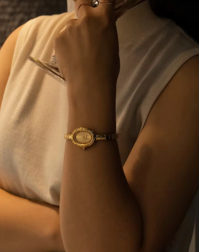 Diamond Polka Dot Gold Plated Bangle Watch
