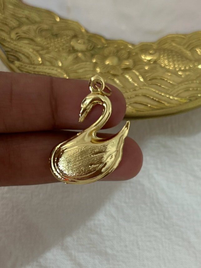 Swan Gold Plated Brass Pendant/Charm
