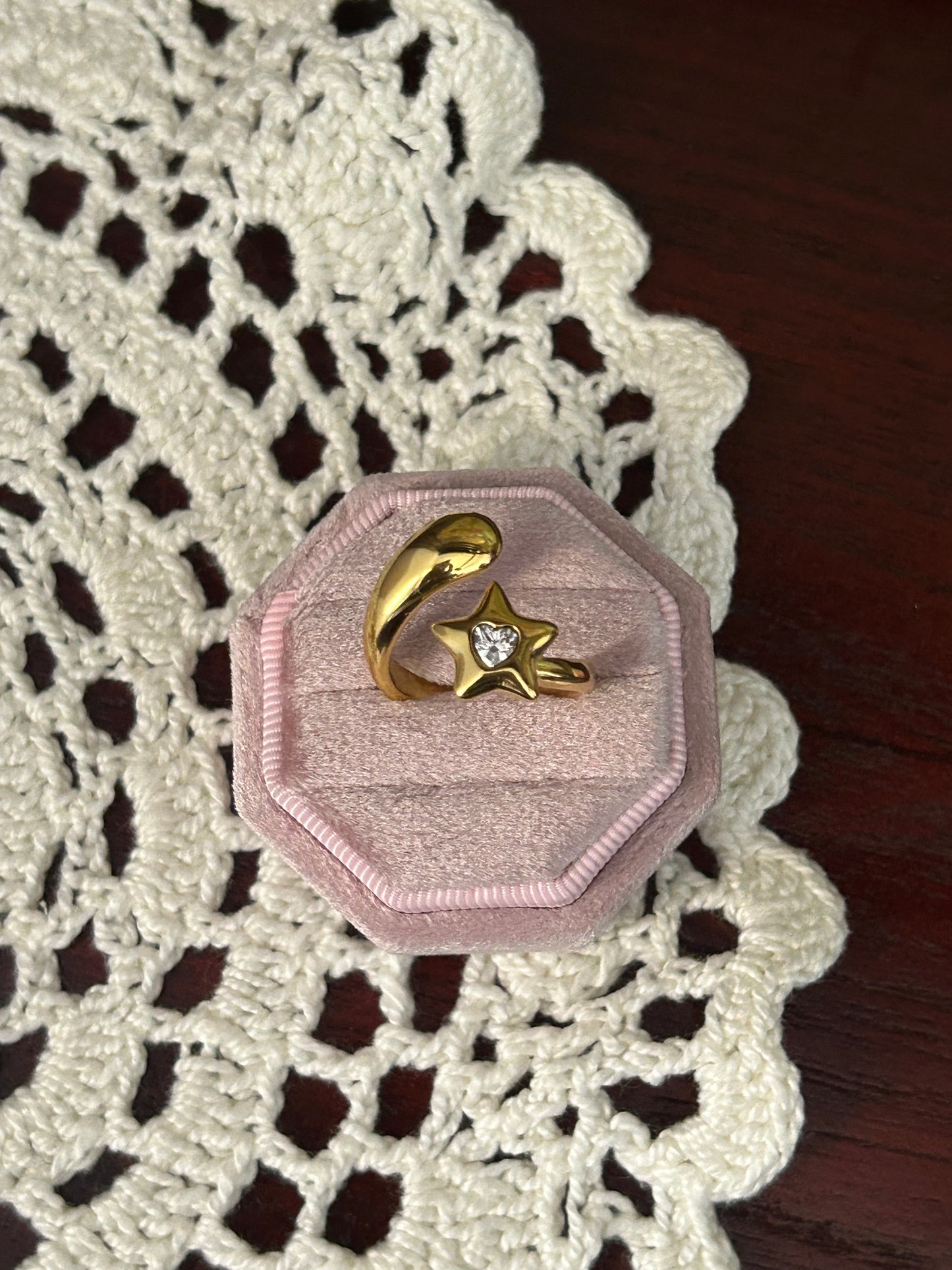 Moonwish Star Stainless Steel Zircon Ring