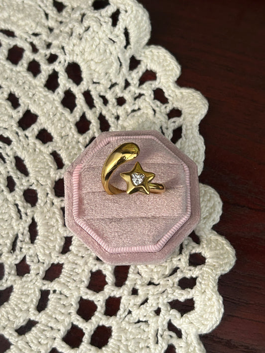 Moonwish Star Stainless Steel Zircon Ring