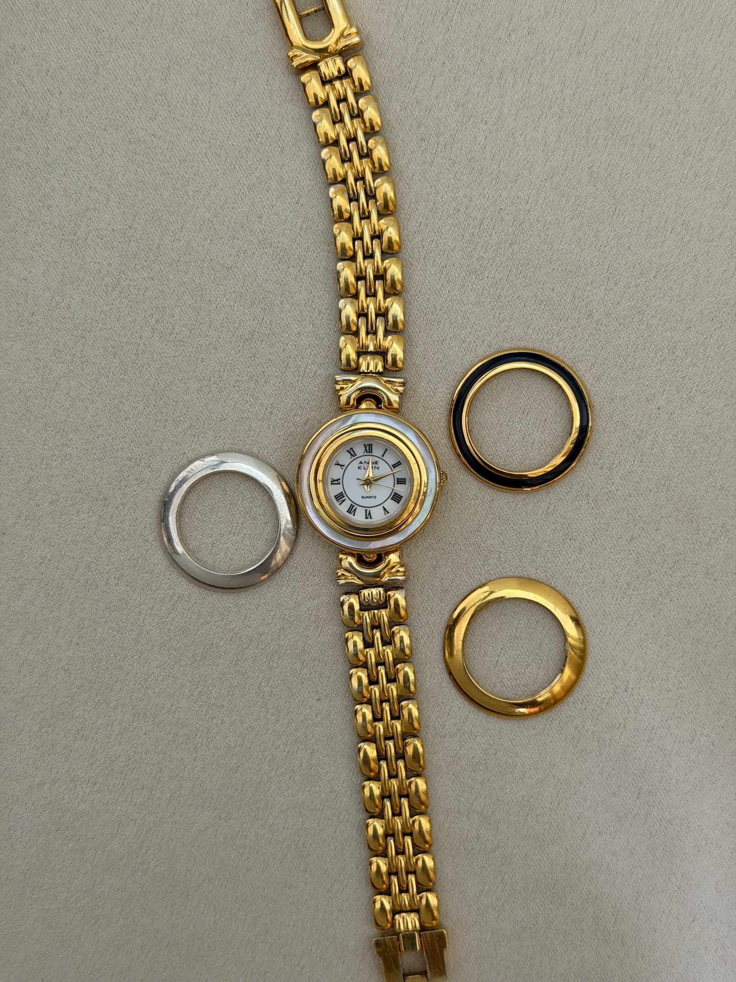 Vintage Anne Klein Reversible Interchangeable-Bezel Watch