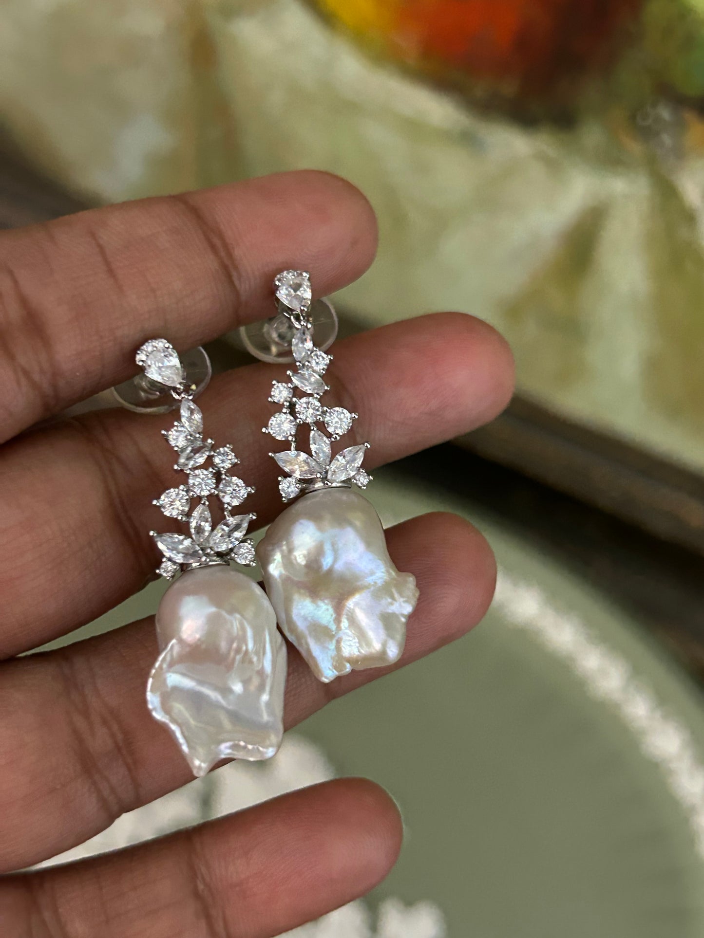 Pearl Frost Chandelier Earrings