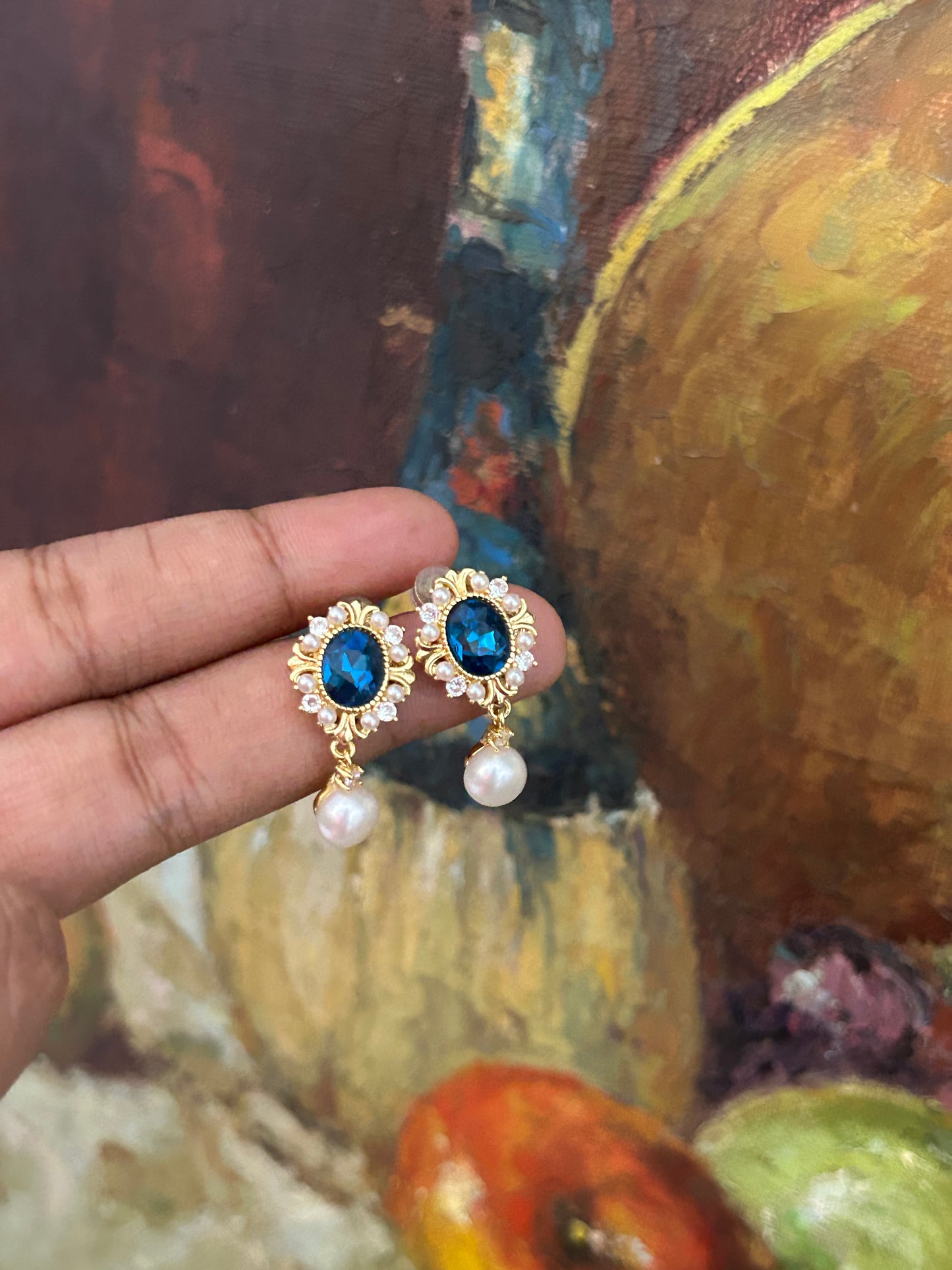 Duchess Blue Pearl Earrings