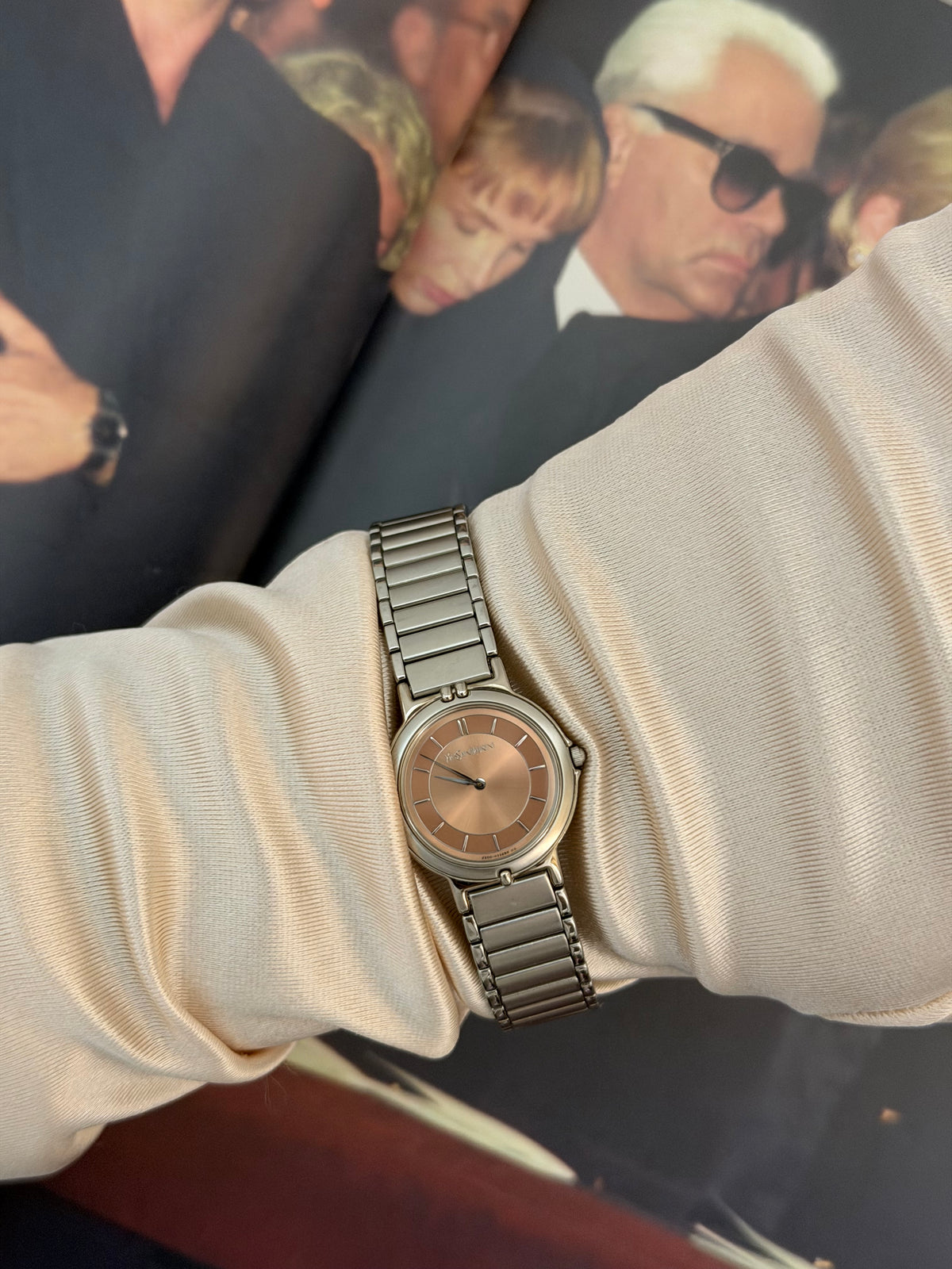 Vintage Yves Saint Laurent Rose Gold Dial Quartz Watch