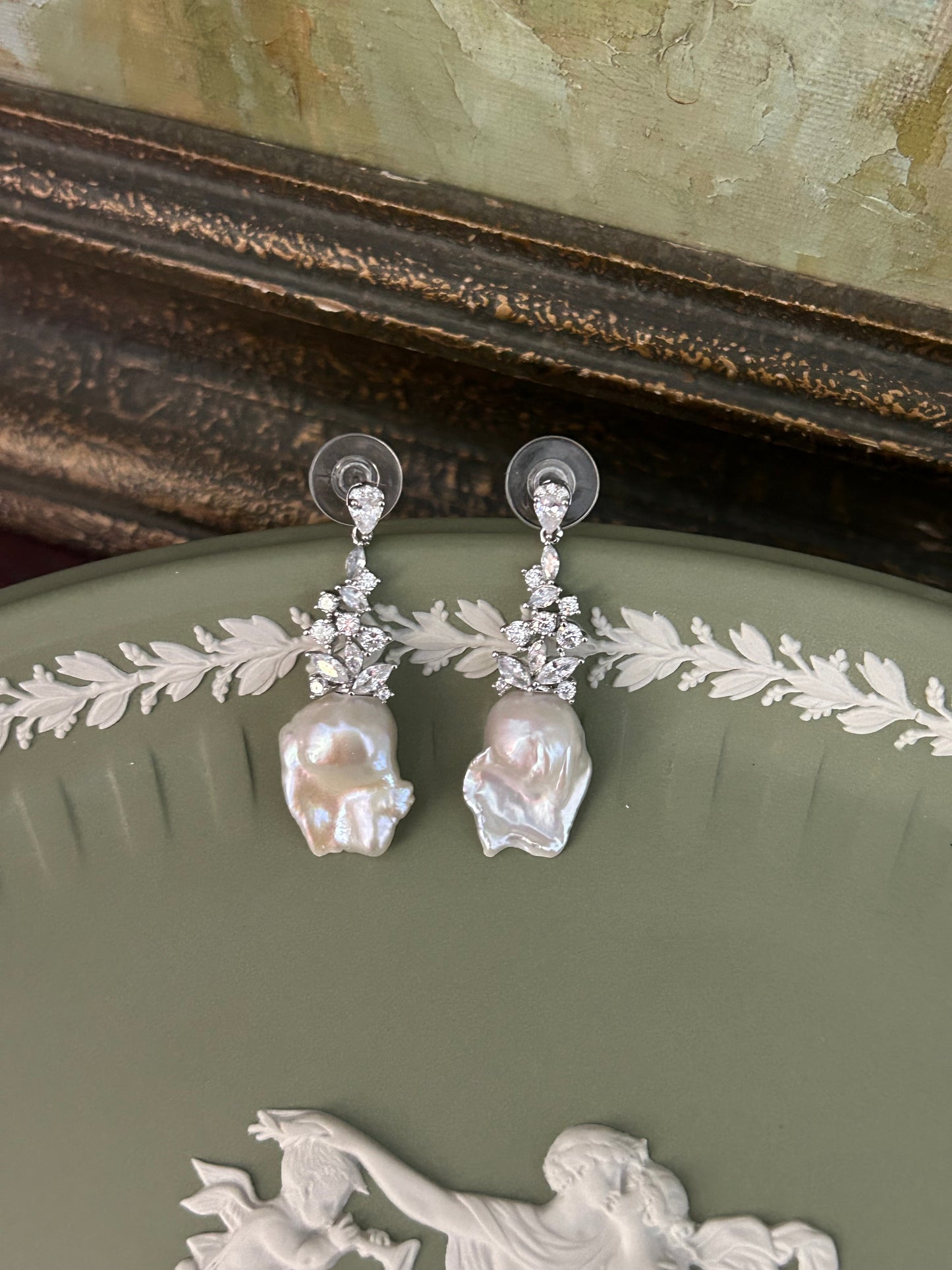 Pearl Frost Chandelier Earrings