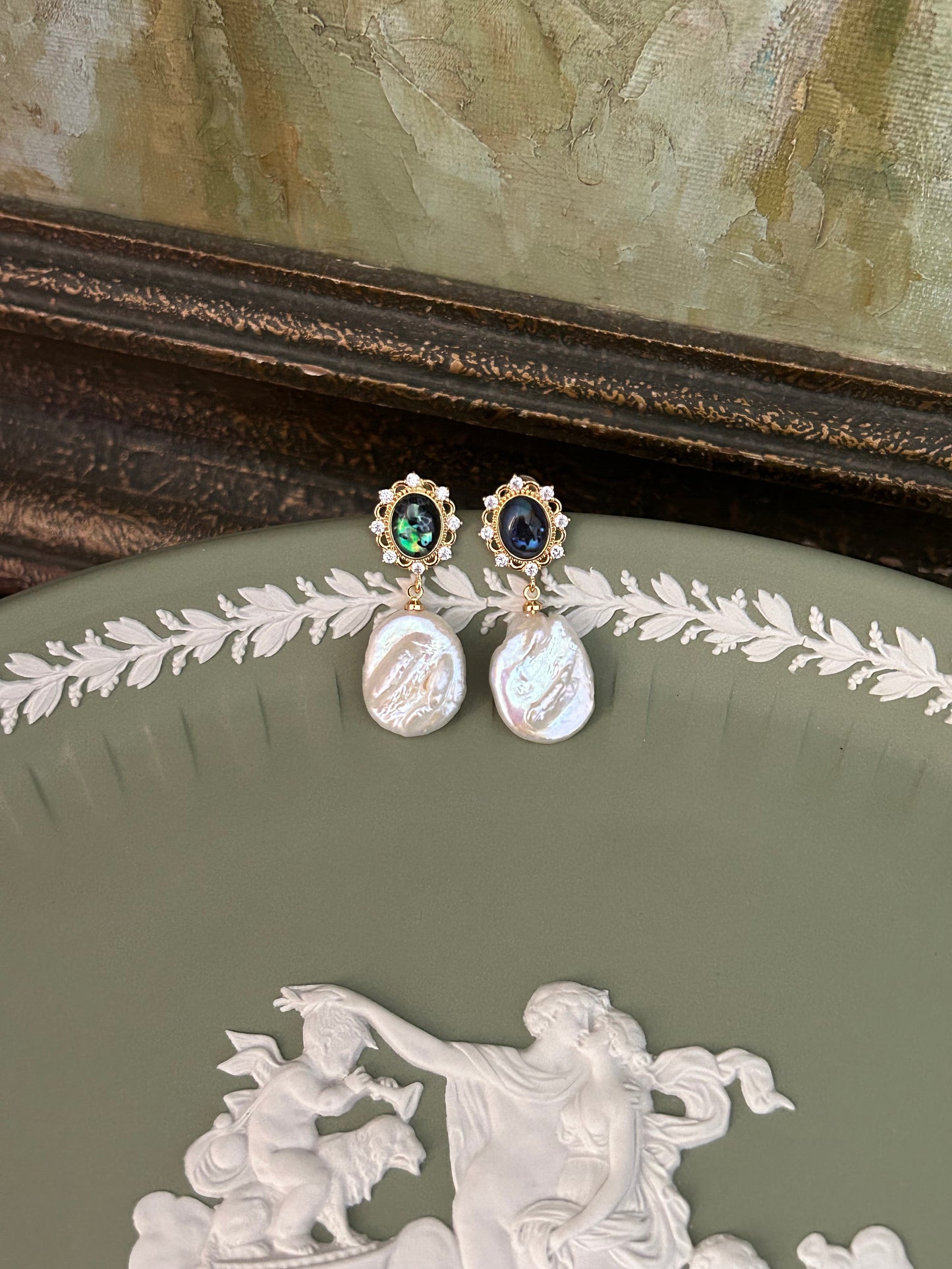 Midnight Pearl Relic Earrings