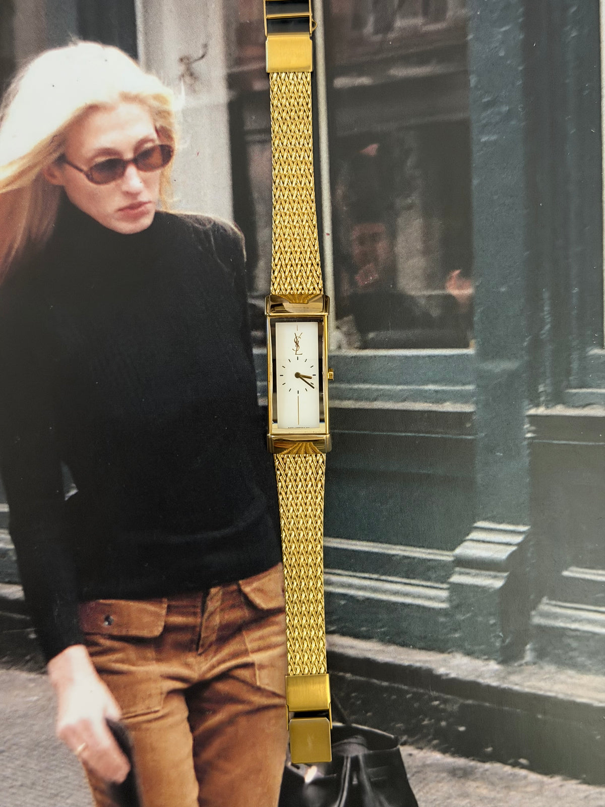 Vintage Yves Saint Laurent Rectangular Woven Mesh Ladies Quartz Watch
