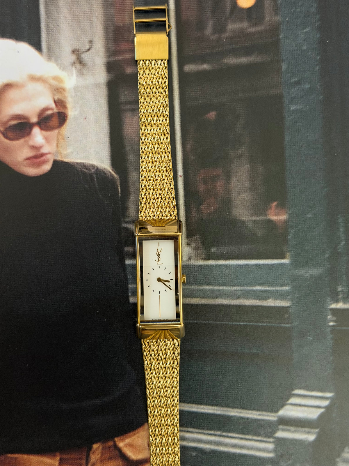Vintage Yves Saint Laurent Rectangular Woven Mesh Ladies Quartz Watch