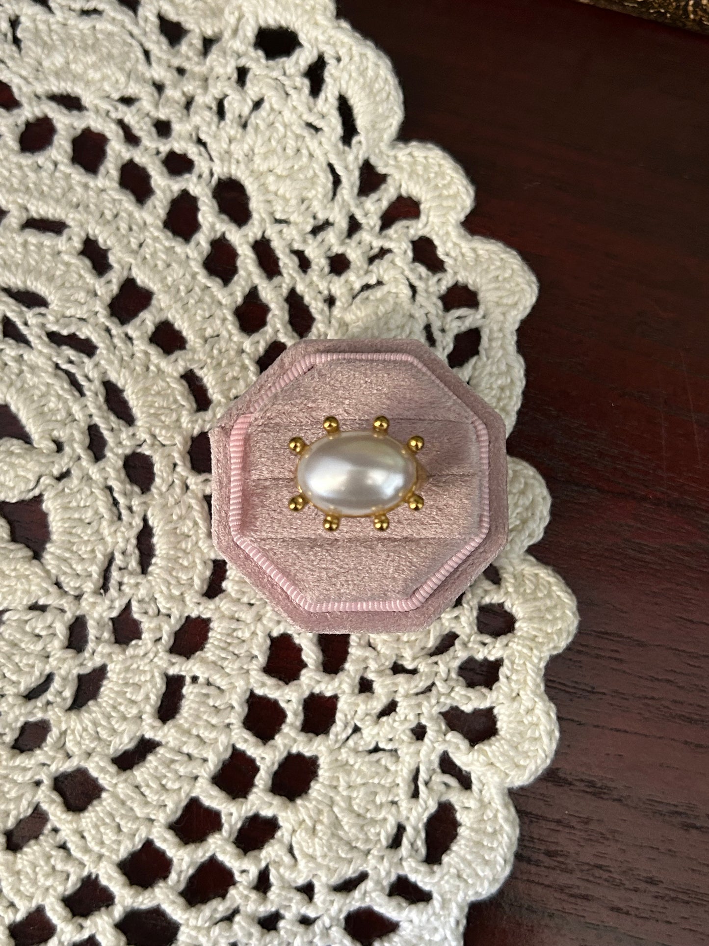 Opaline Crown Pearl Ring