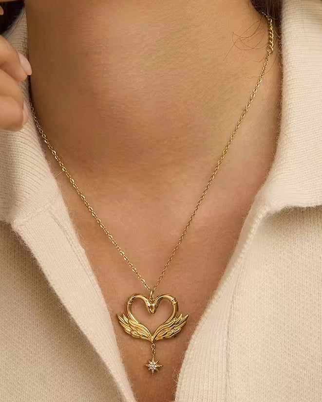 Twin Swan Necklace