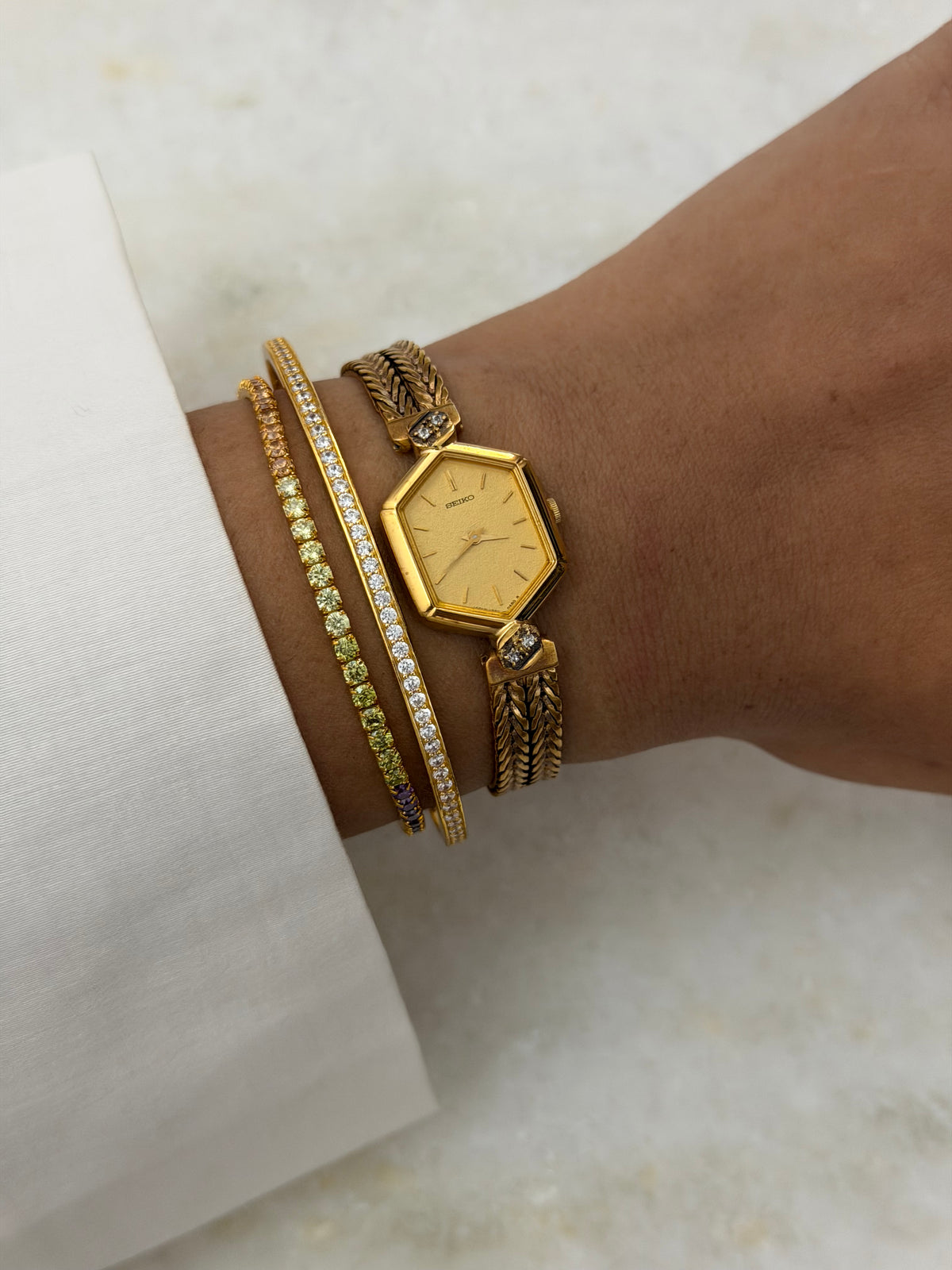 Rare Seiko Diamond Jewellery Quartz Watch with Hexagon Dial