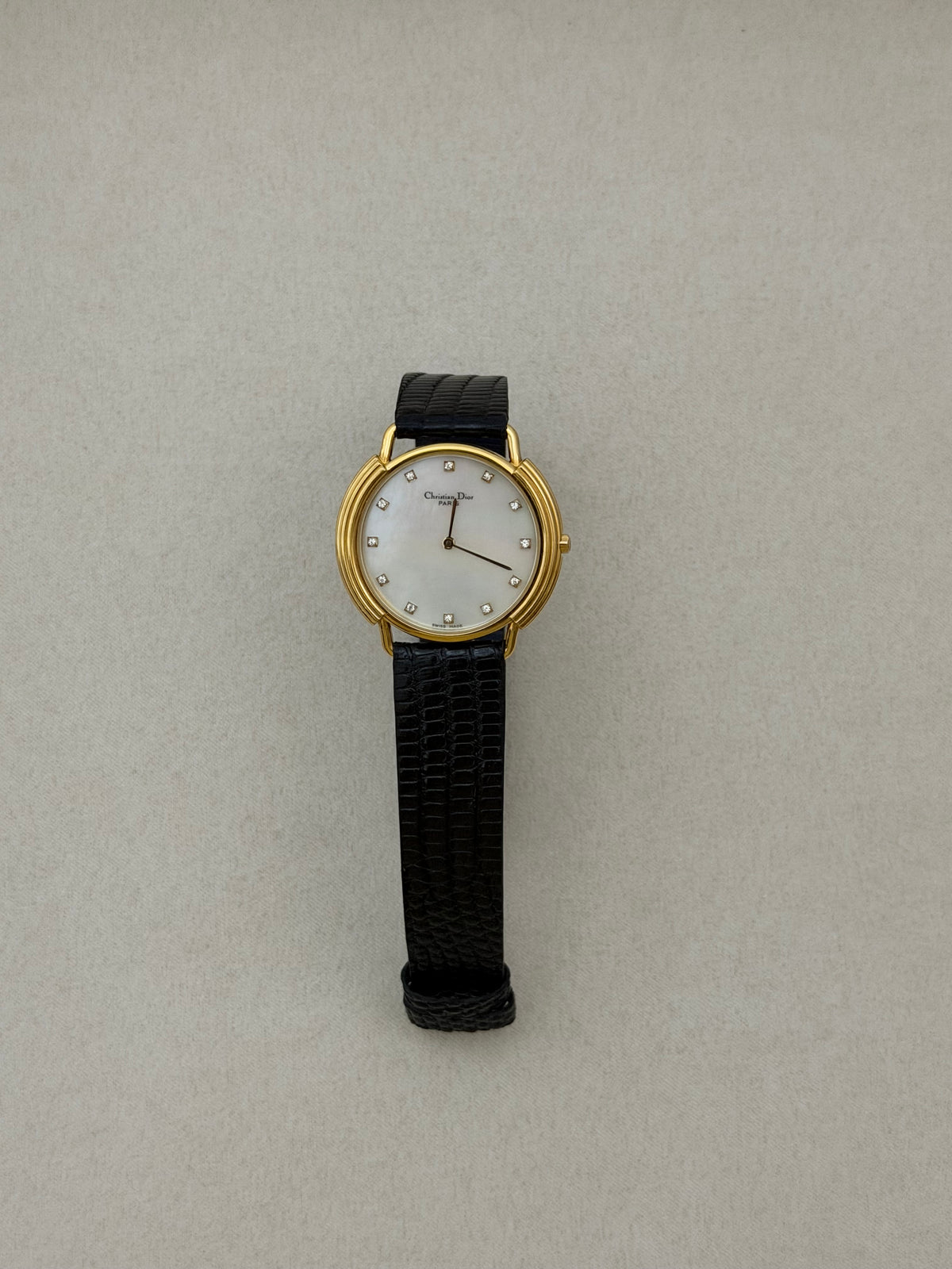 Vintage Christian Dior Mother of Pearl Diamond Dial Quartz Watch