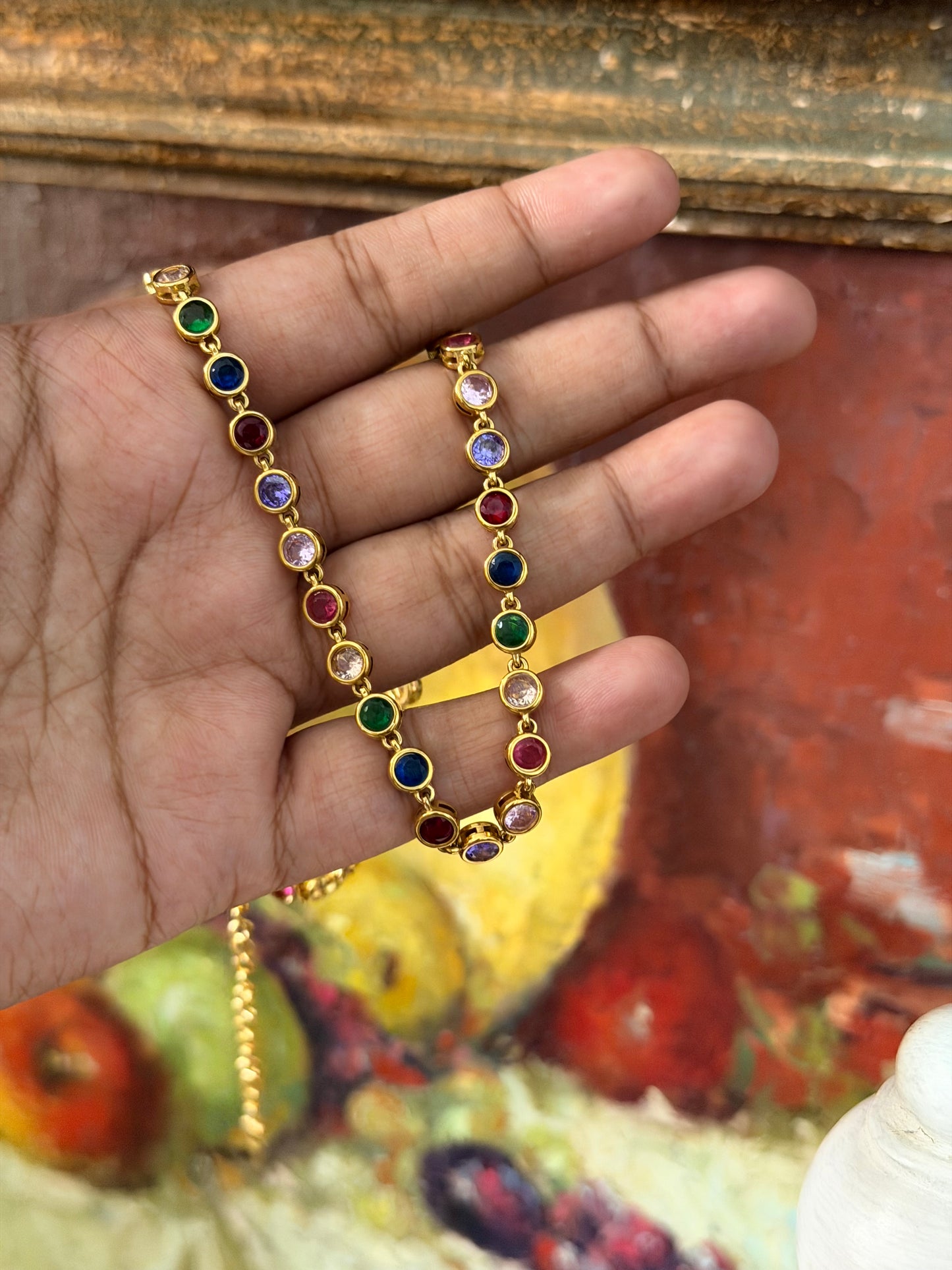 Rainbow CZ Tennis Necklace