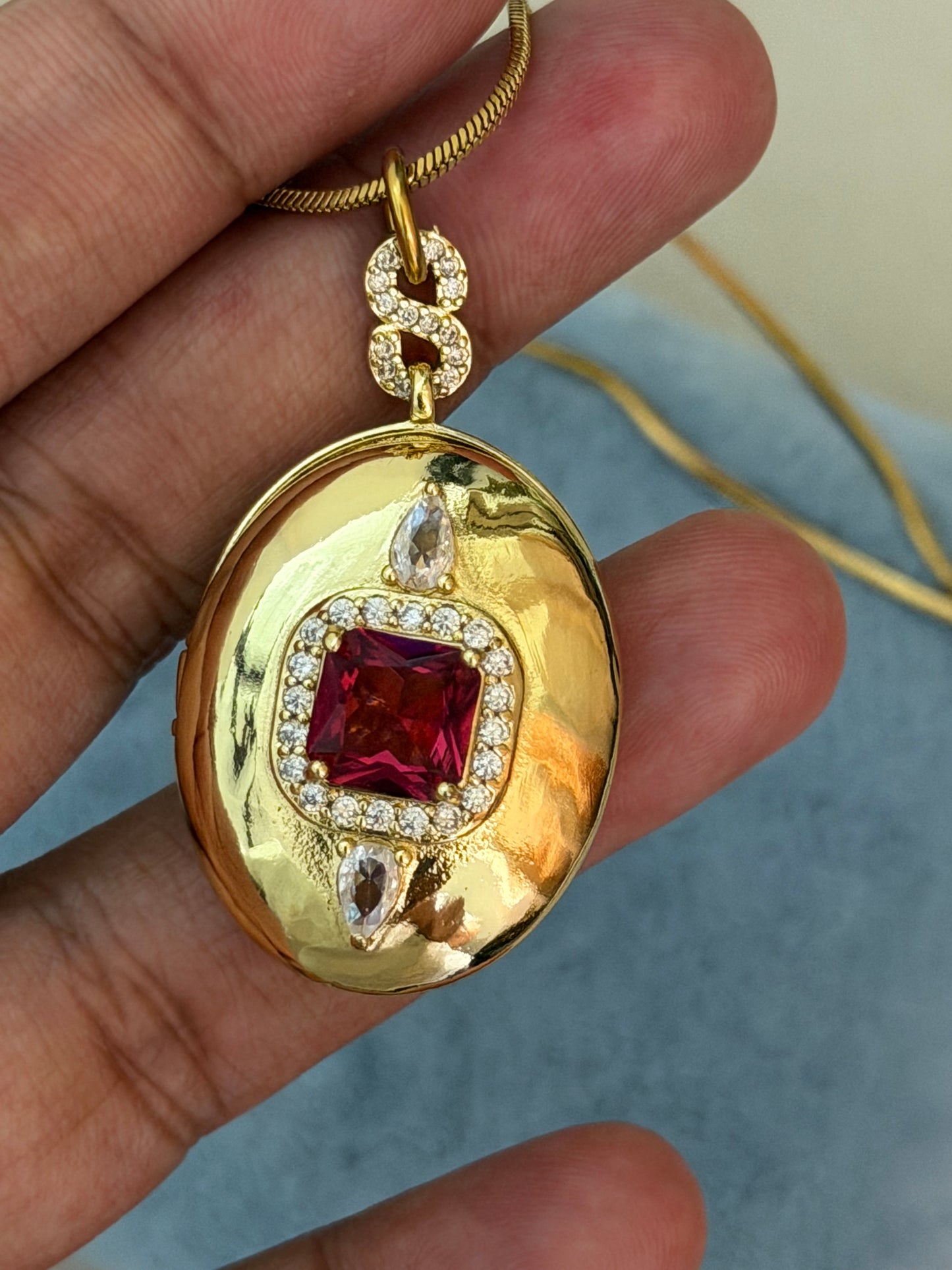 Ruby Locket Necklace