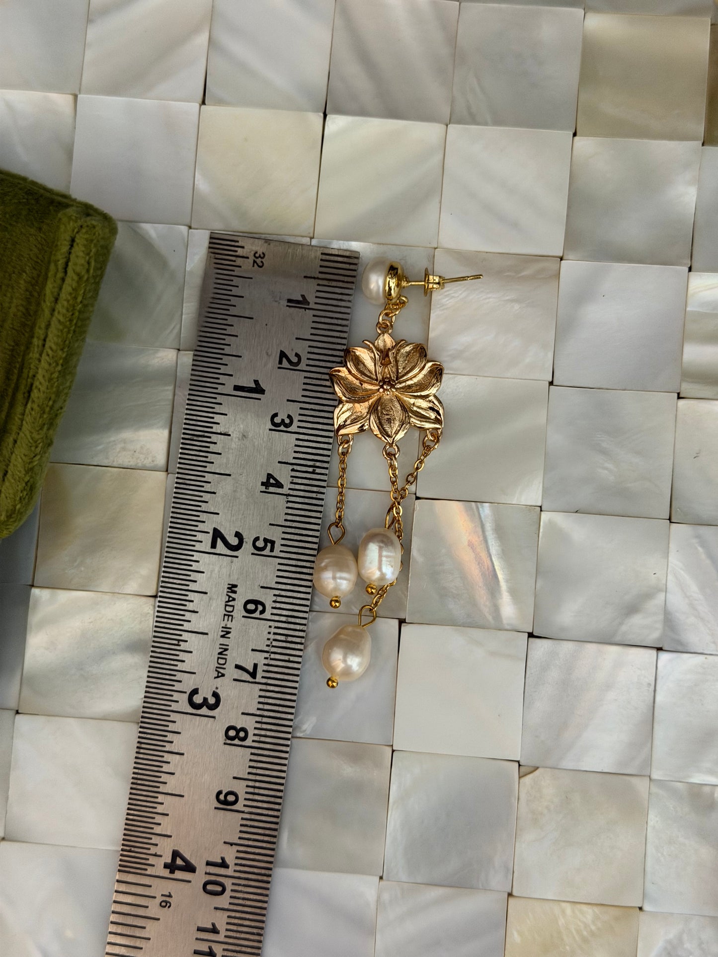 Golden Orchid Pearl Earrings