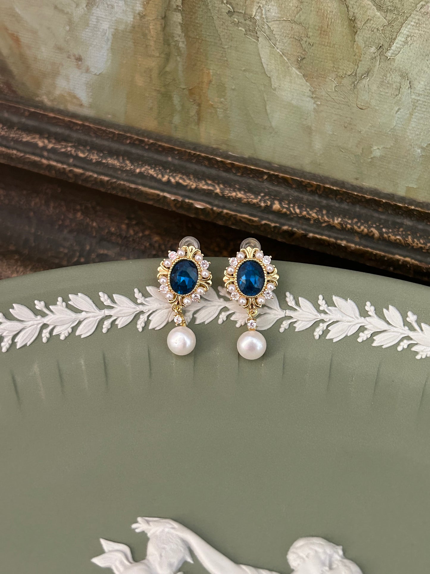 Duchess Blue Pearl Earrings