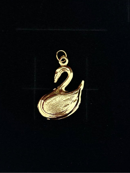 Swan Gold Plated Brass Pendant/Charm