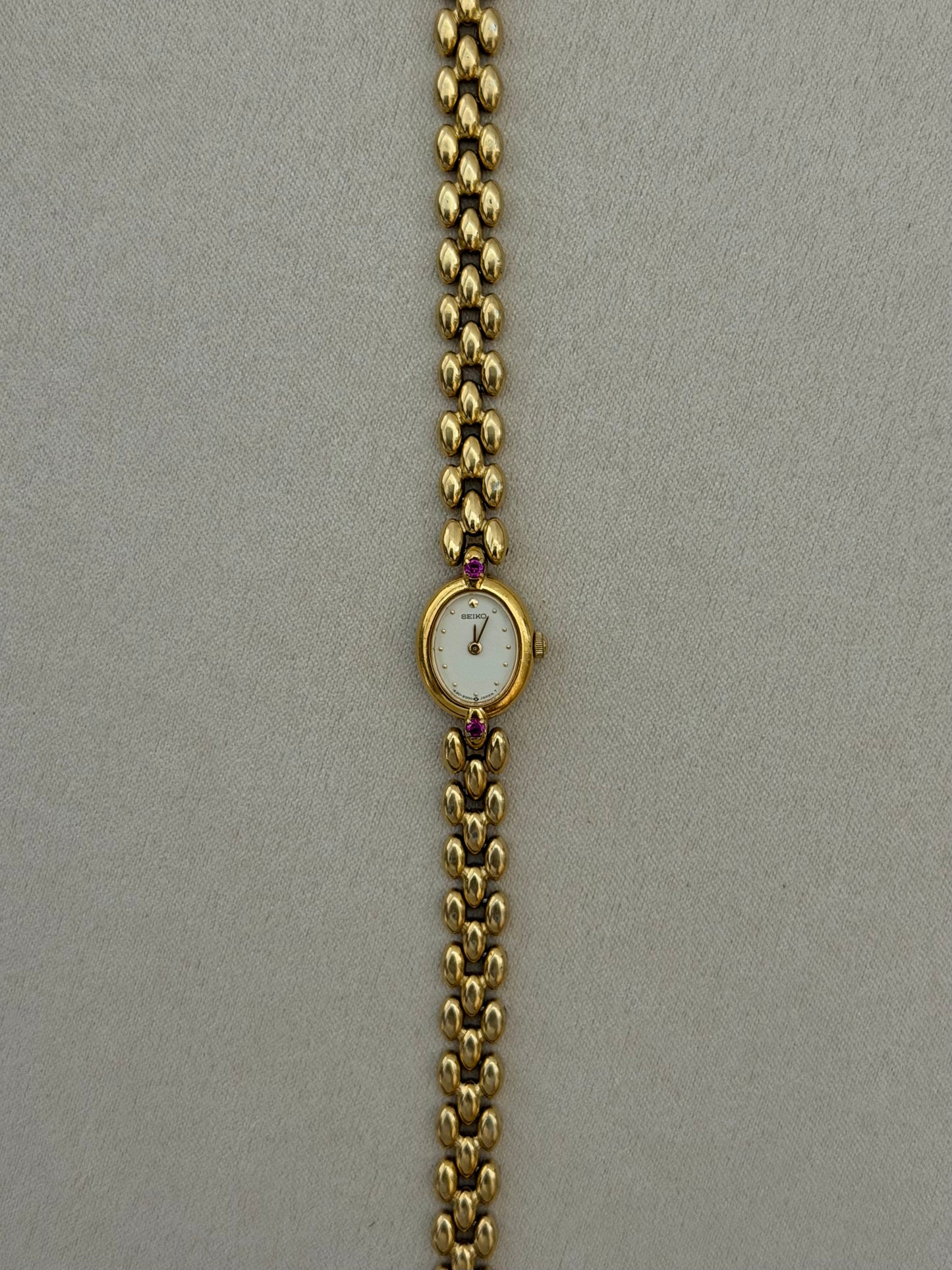 Vintage Seiko Two Ruby Accented Quartz Watch