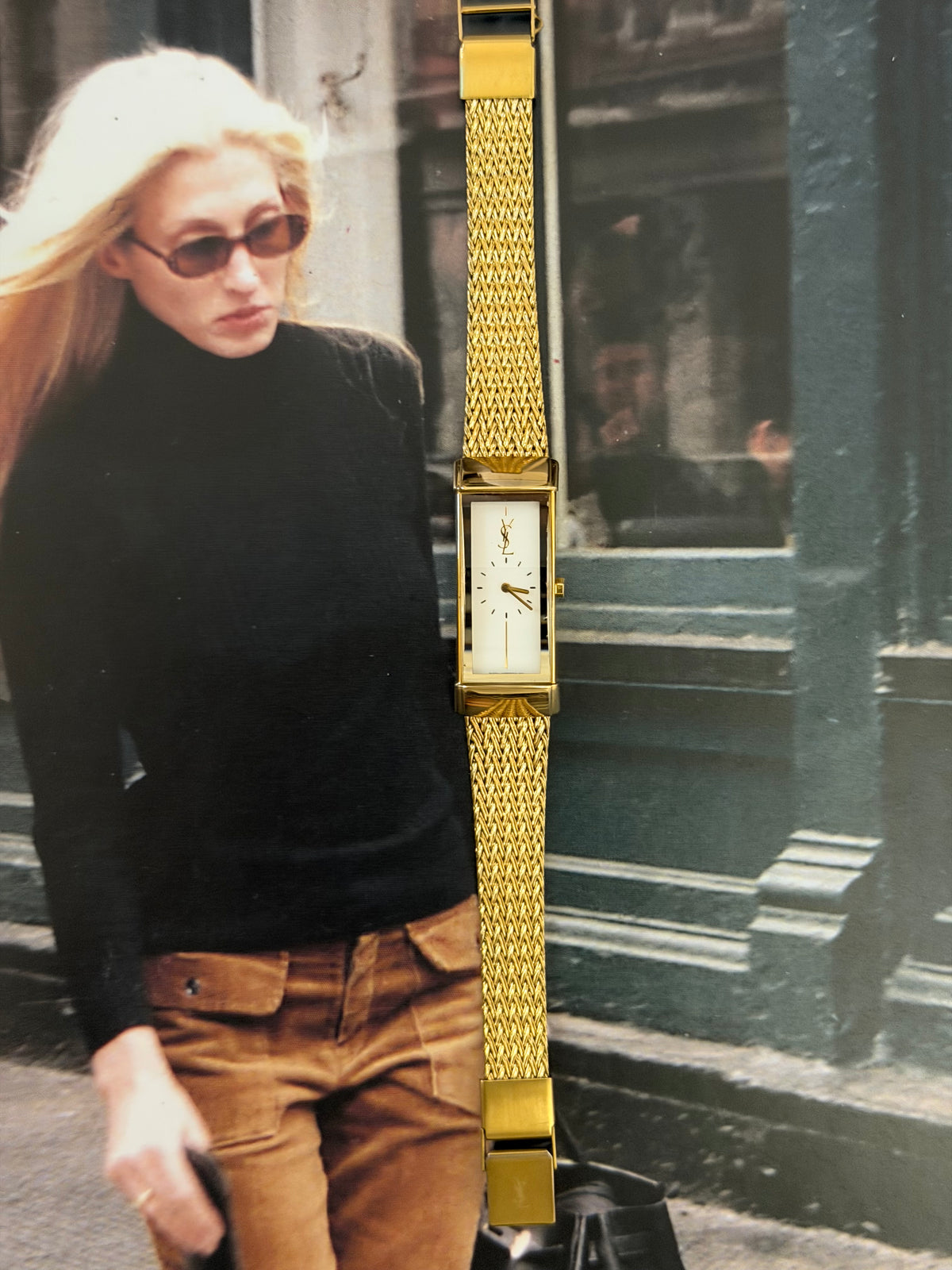 Vintage Yves Saint Laurent Rectangular Woven Mesh Ladies Quartz Watch