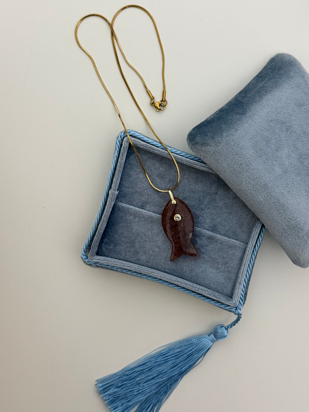 Strawberry Quartz Fish Necklace