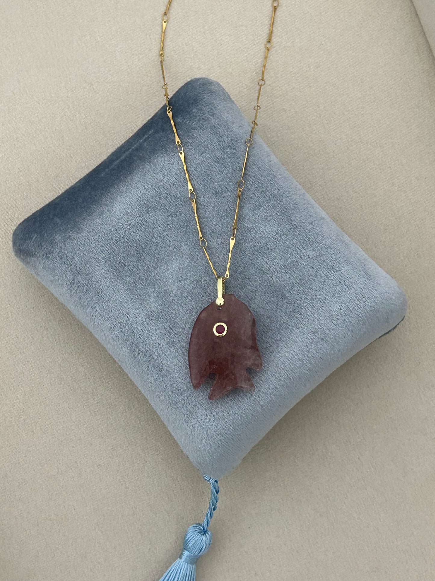 Strawberry Quartz Fish Necklace