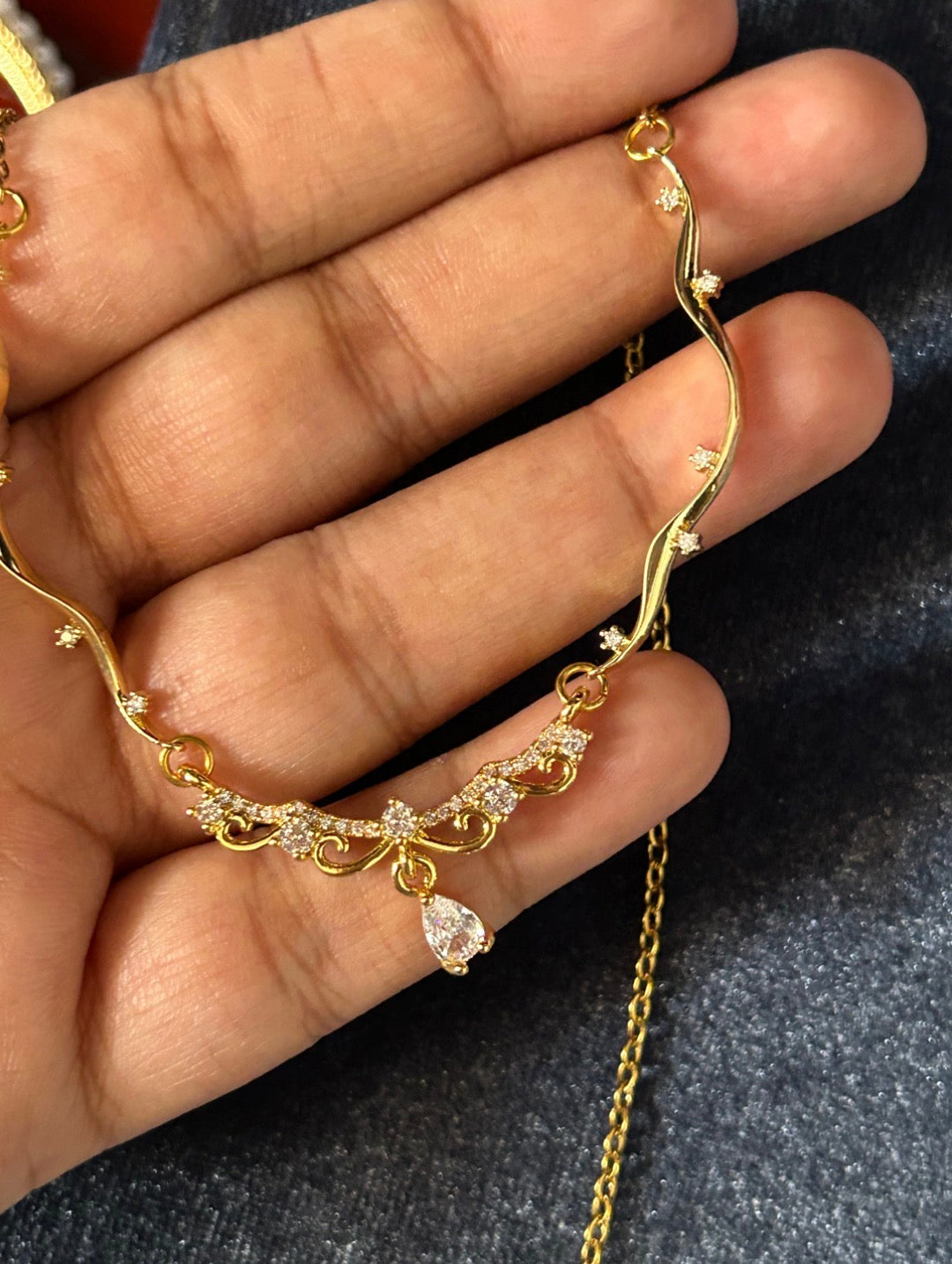 Filigree Wave Drop Necklace