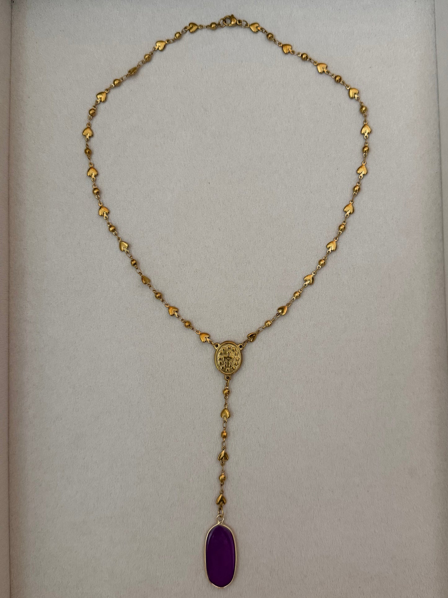 Magenta Natural Jade Y-Necklace