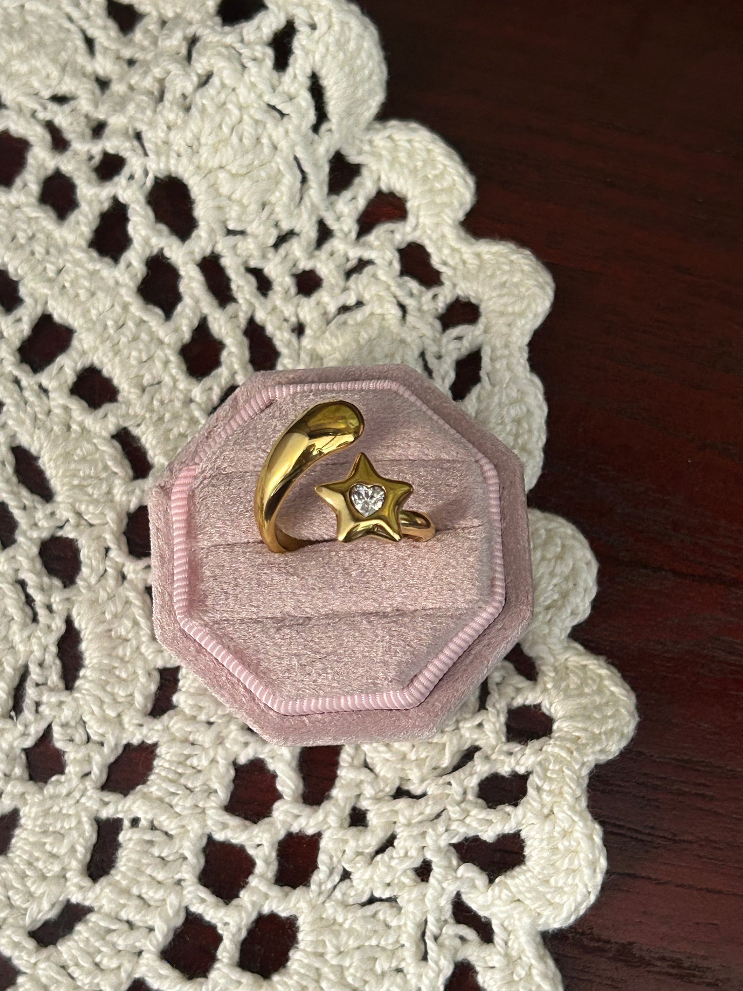 Moonwish Star Stainless Steel Zircon Ring
