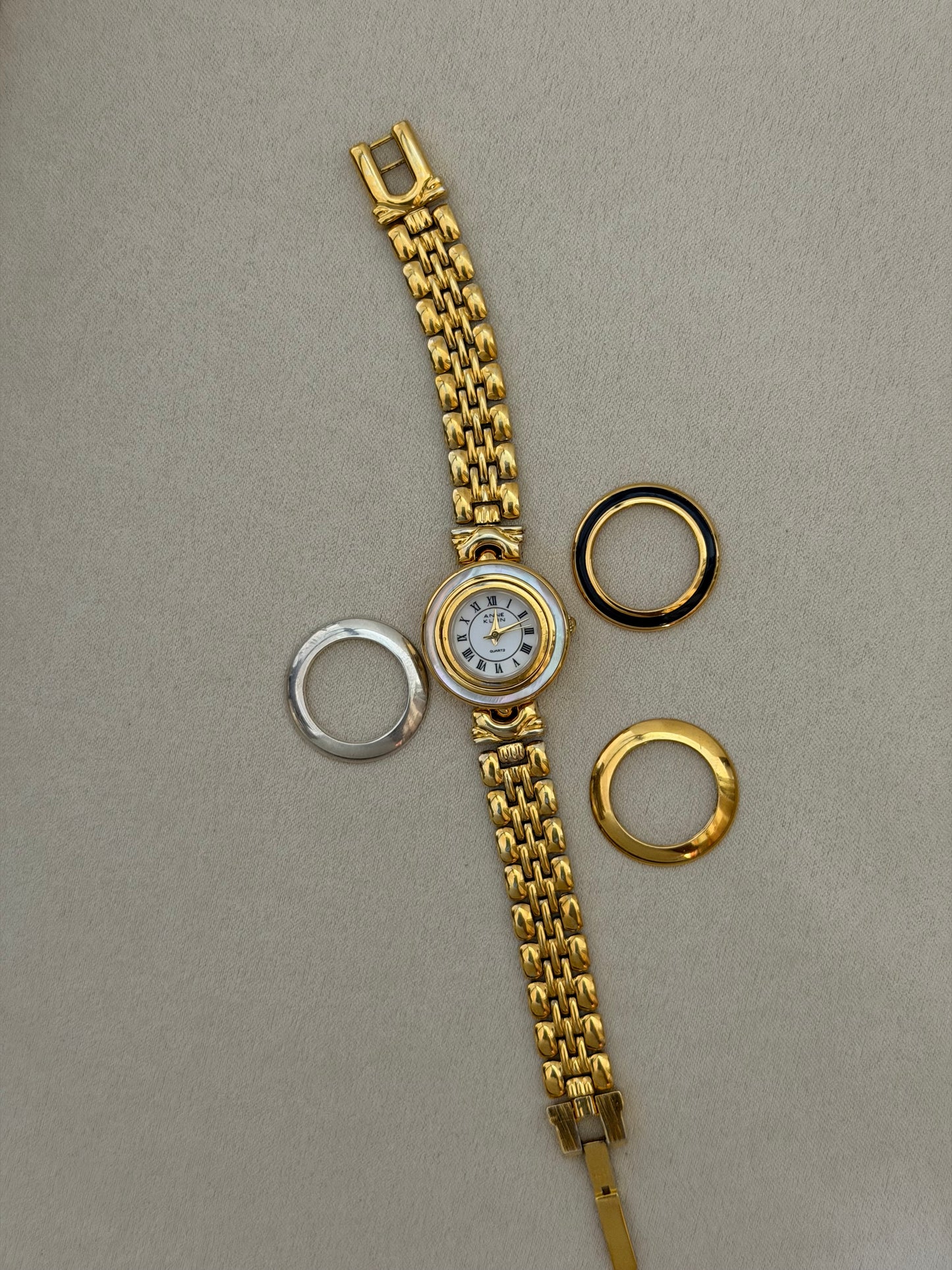 Vintage Anne Klein Reversible Interchangeable-Bezel Watch