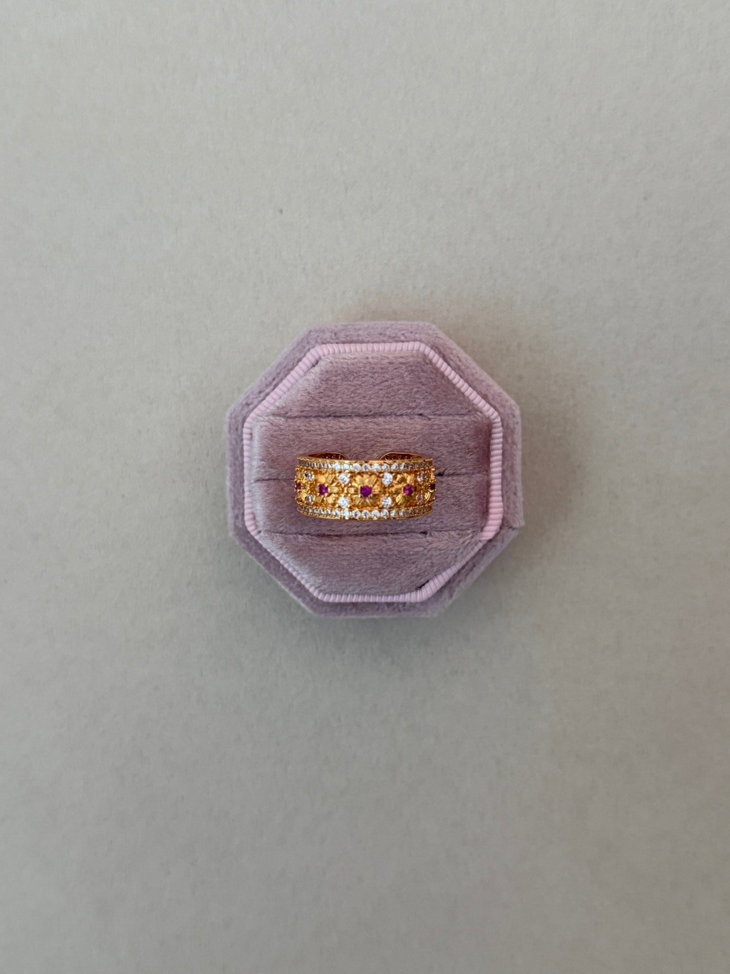 Flora Cluster Zirconia Cuff Ring