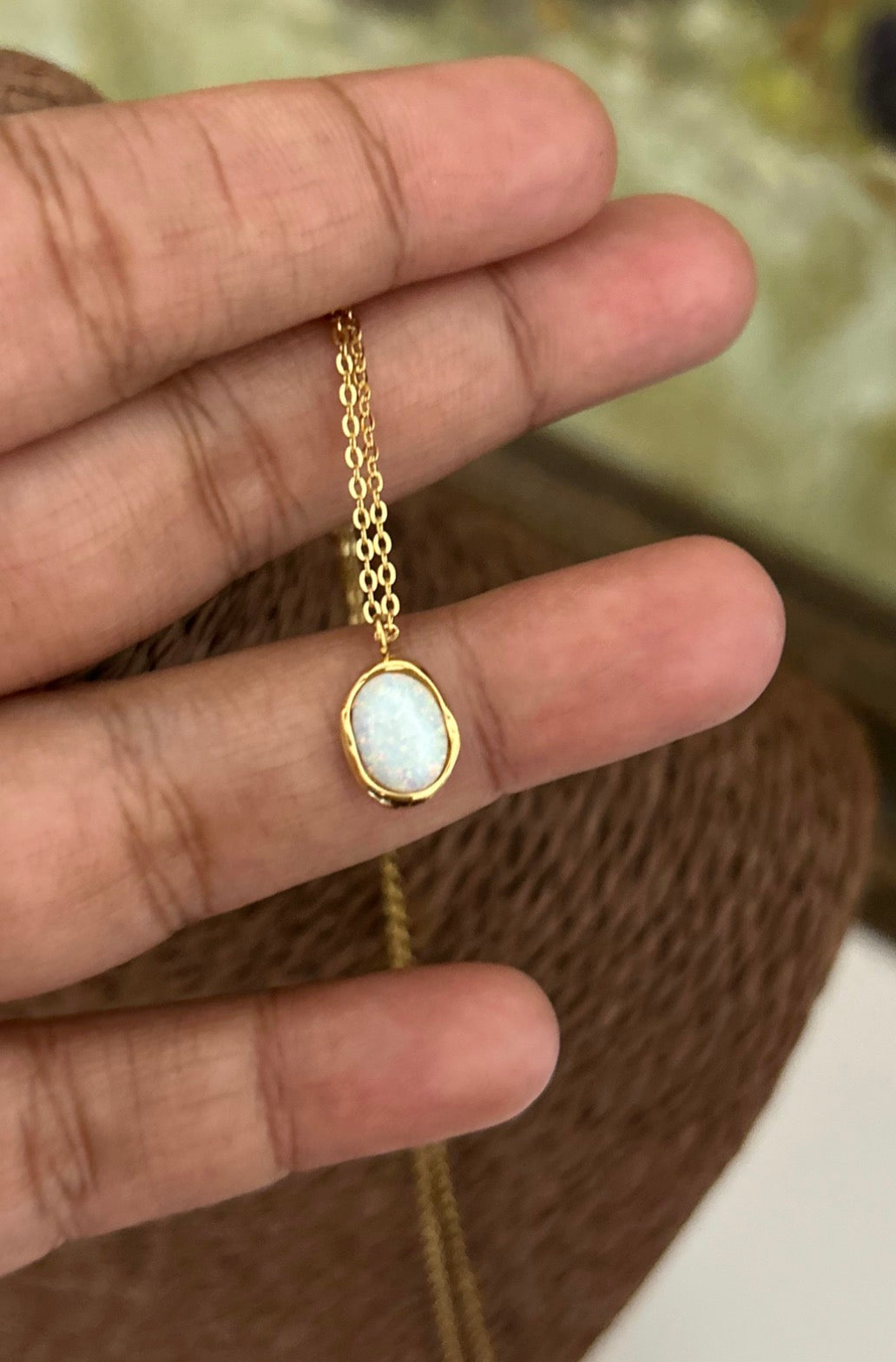 Dainty Opal Stainless Steel Necklace