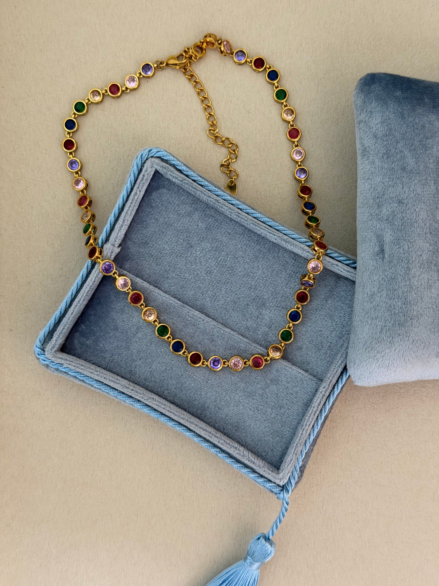 Rainbow CZ Tennis Necklace
