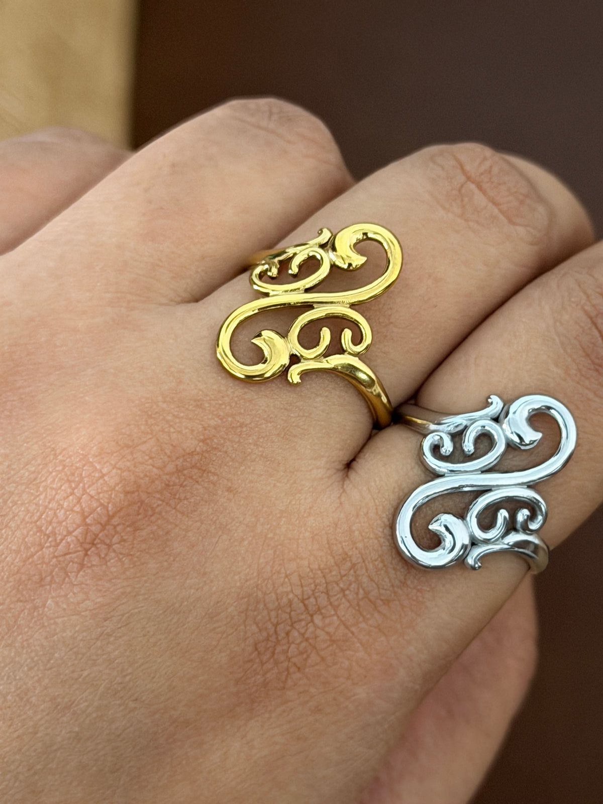Vine Curve 304 Stainless Steel Cuff Ring