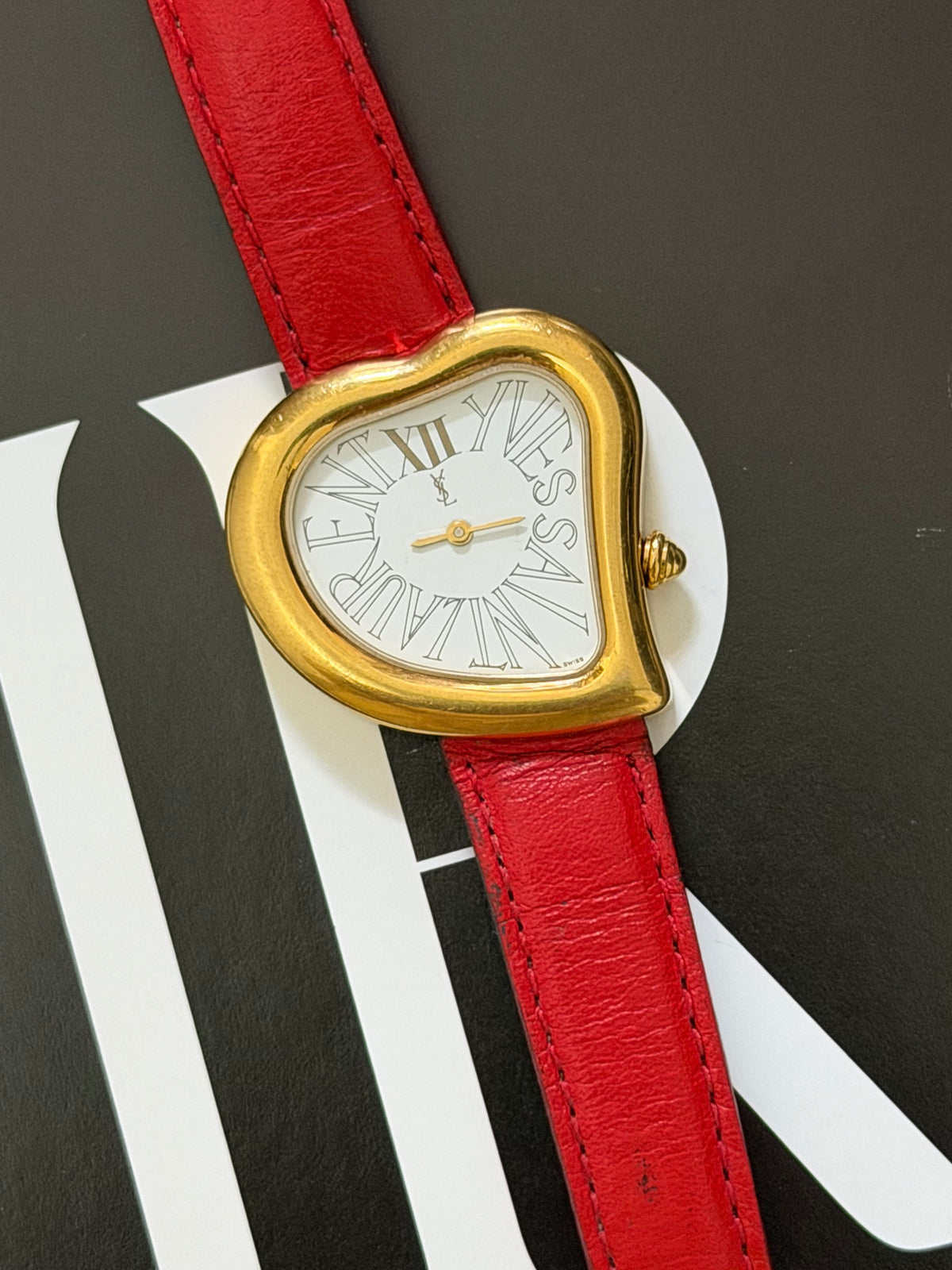 Rare Vintage Yves Saint Laurent Coeur Crash Heart-Shaped QuartzWatch