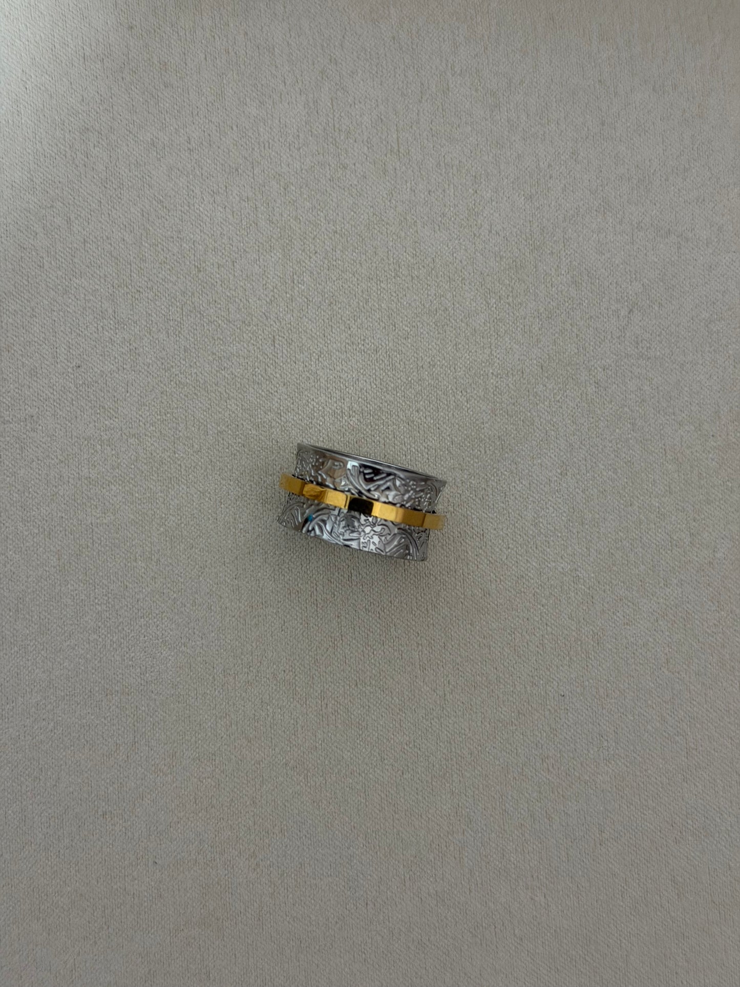 Retro Rotatable Stainless Steel Flower Ring