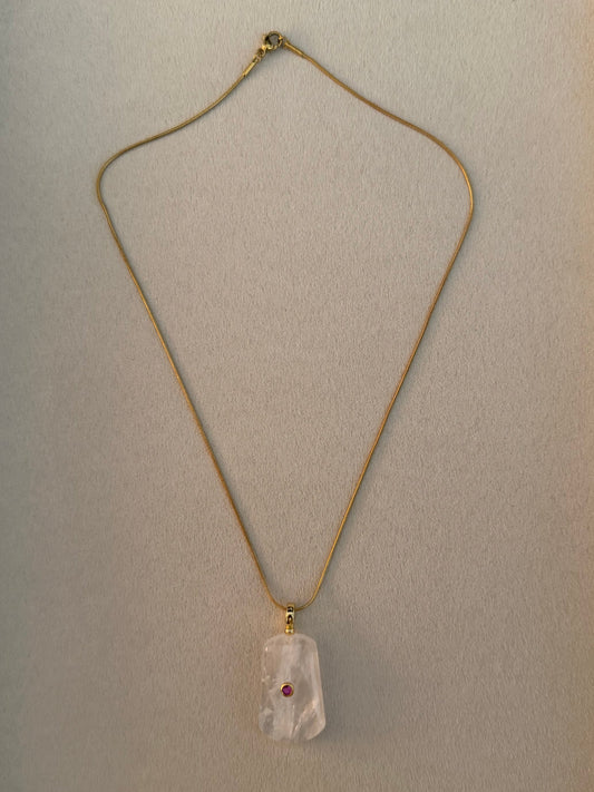 Natural White Gemstone CZ Necklace