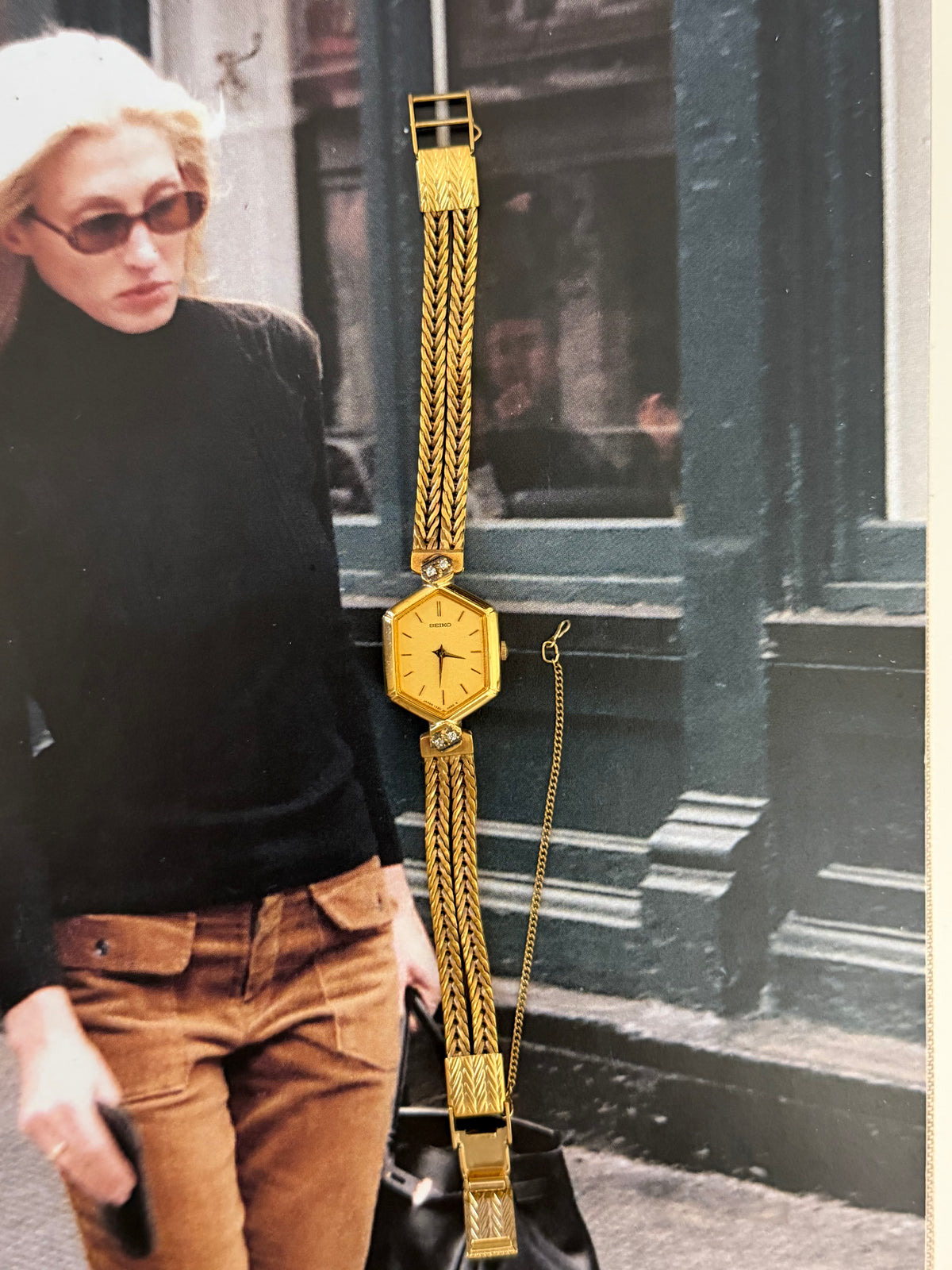 Rare Seiko Diamond Jewellery Quartz Watch with Hexagon Dial