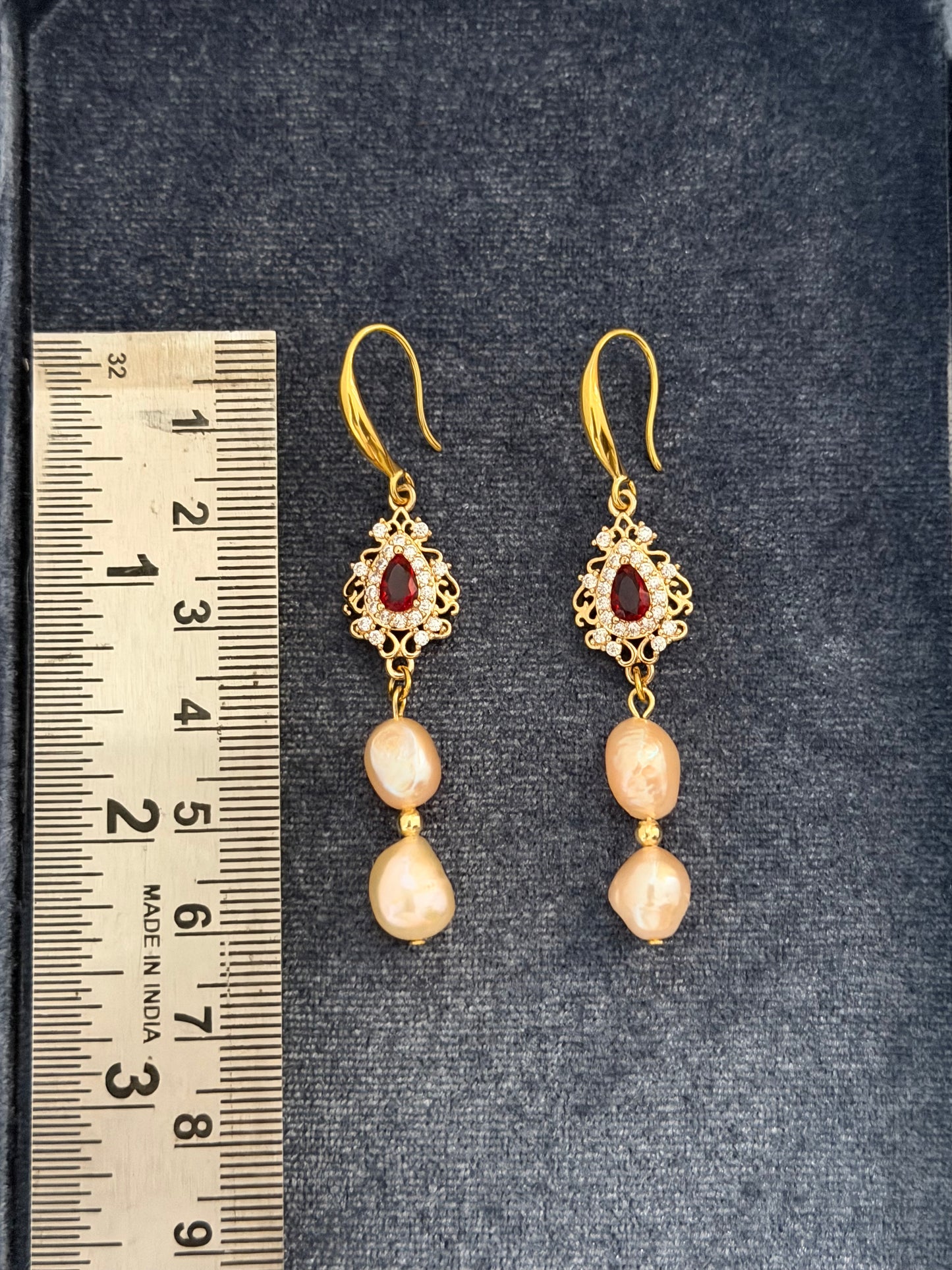 Ruby Rosette Drop Earrings