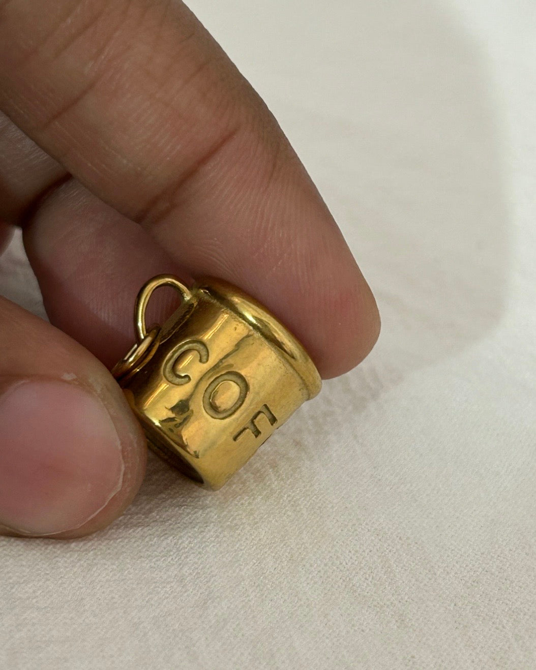 Coffee Gold Plated Stainless Steel Charm