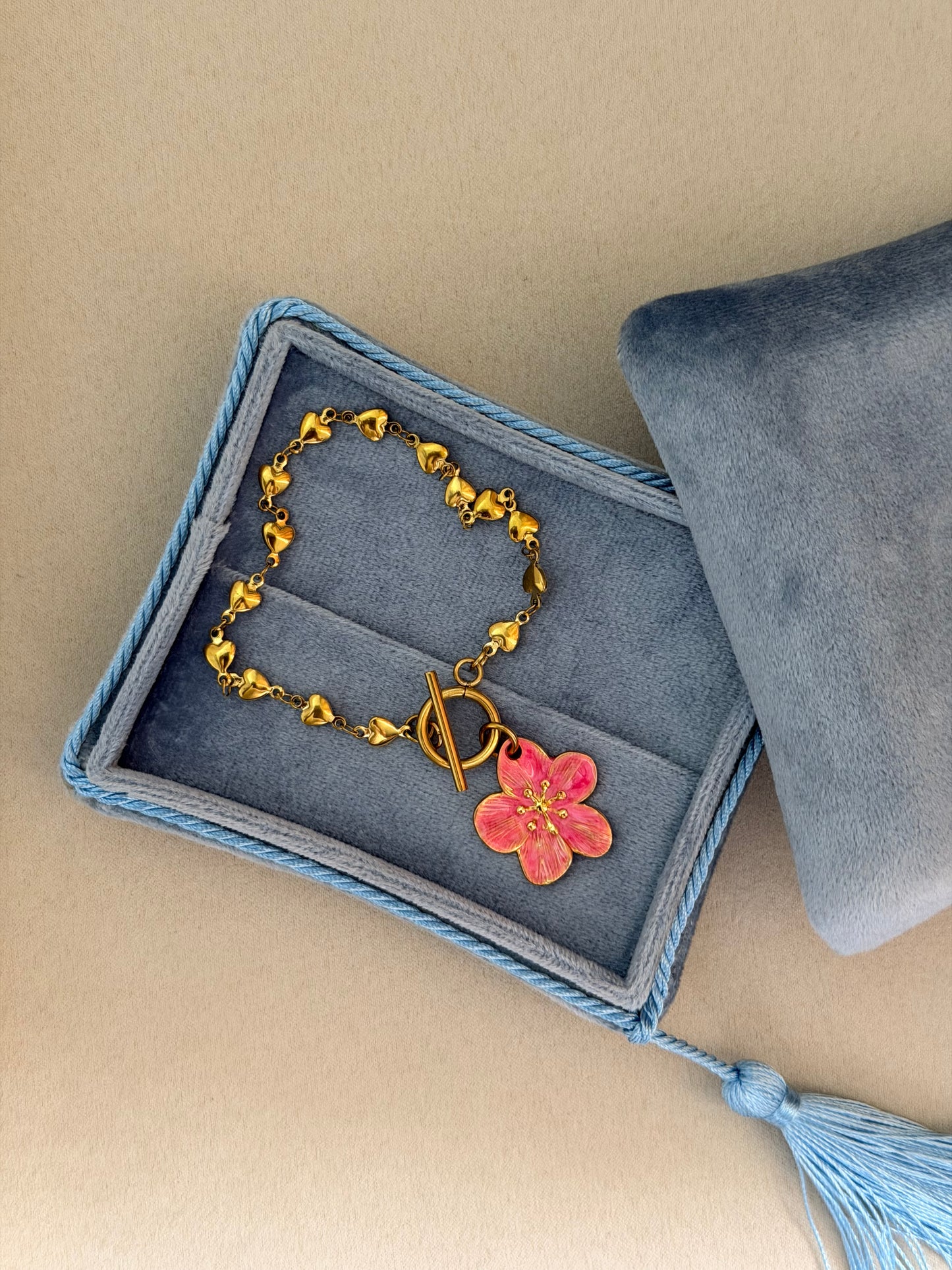 Hibiscus Charm Bracelet With Toggle Clasp