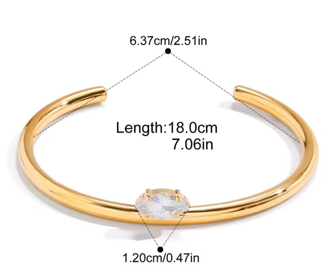 Nova PVD Gold Plated Solitaire Cuff Bracelet